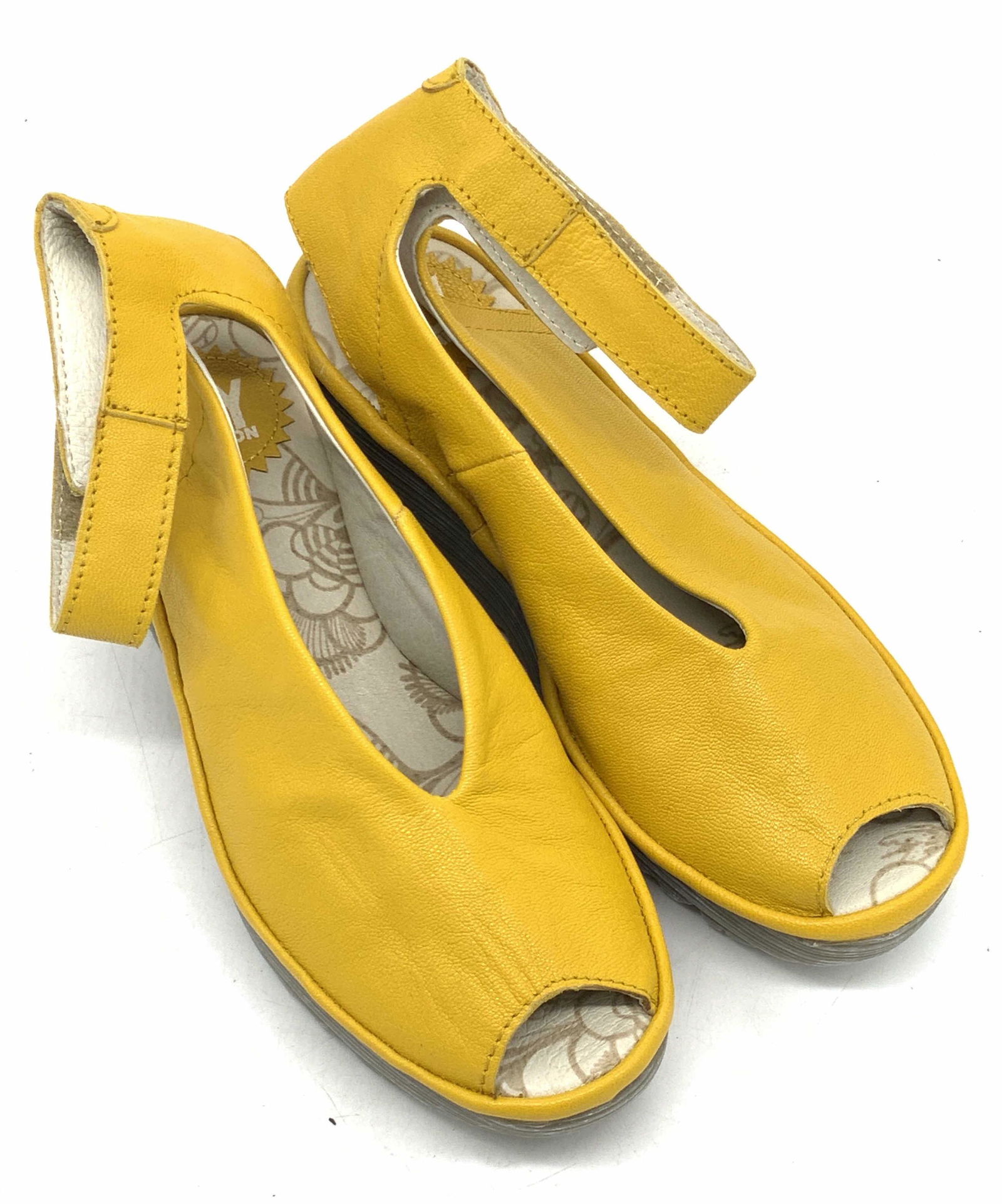 FLY LONDON Chunky Leather Peep Toe Heels, Shoes (1 of 10)