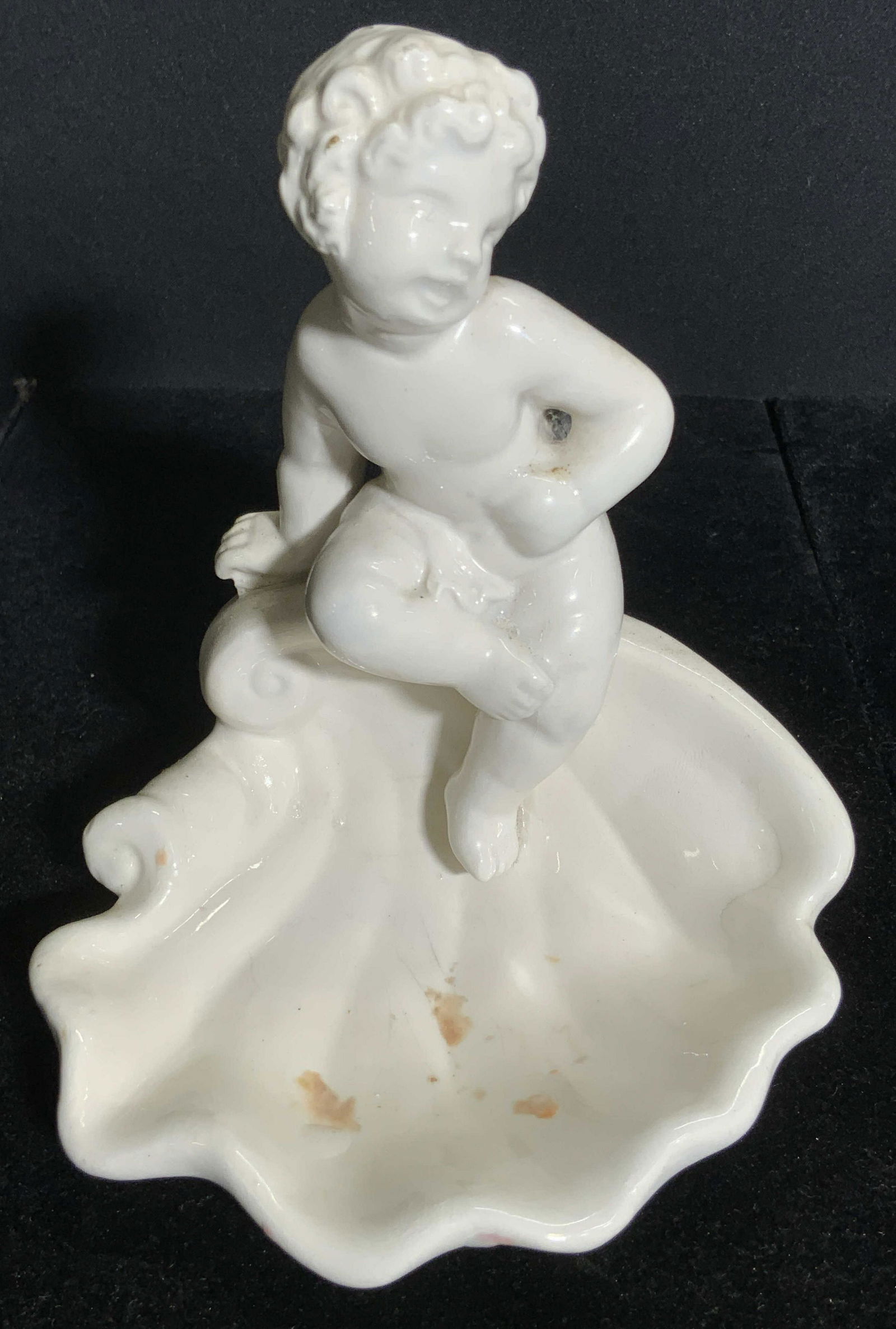 Vntg Italian Glazed Ceramic Clamshell Trinket Dish (1 of 8)