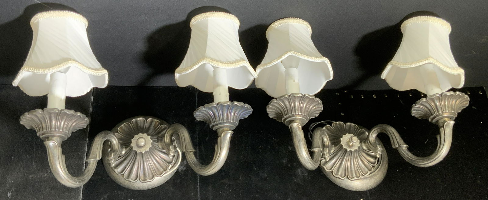 Pair Vintage Victorian Style Two Arm Metal Sconces (1 of 10)