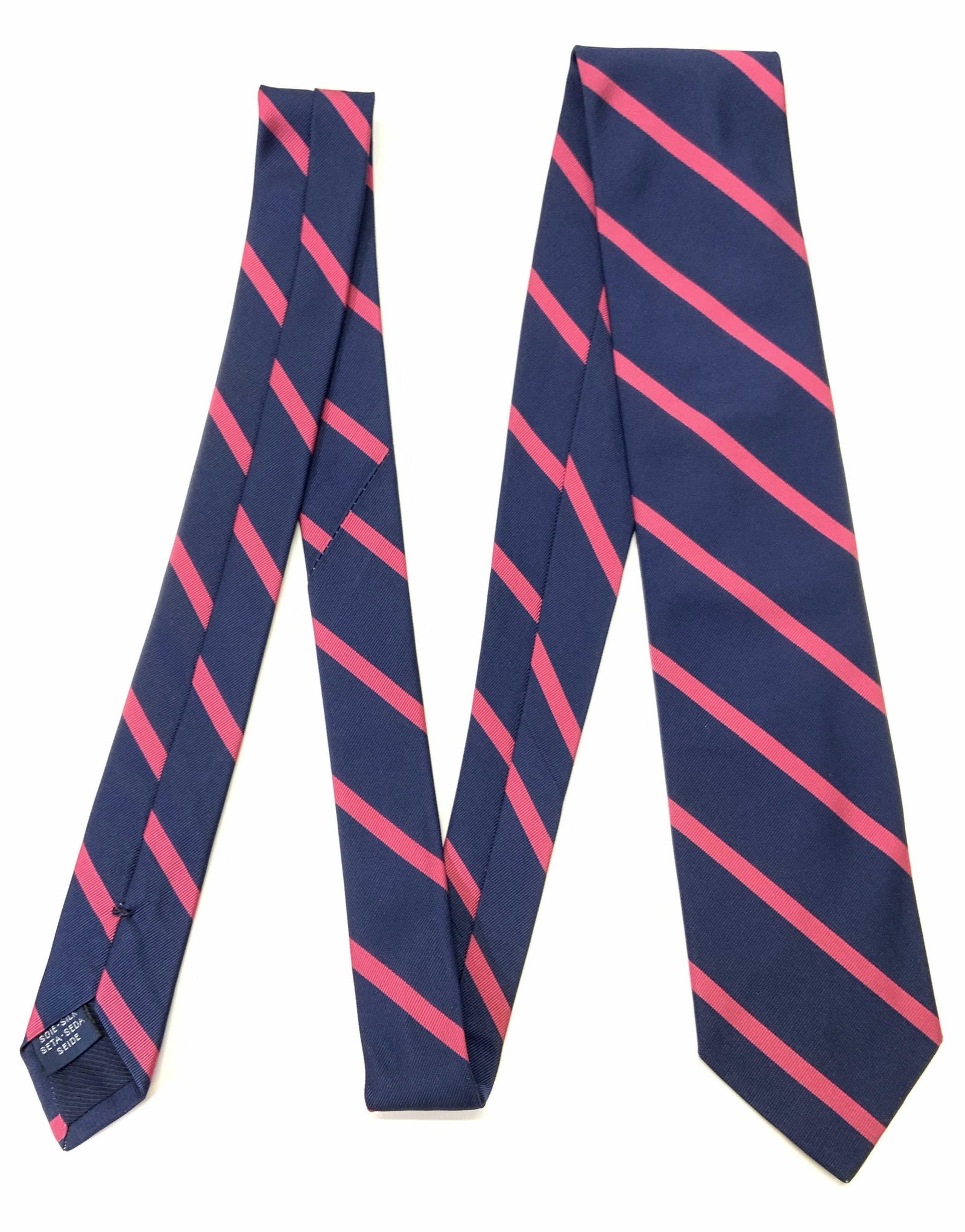 BREUER Navy Blue Pink Stripe Tie FRANCE (1 of 4)