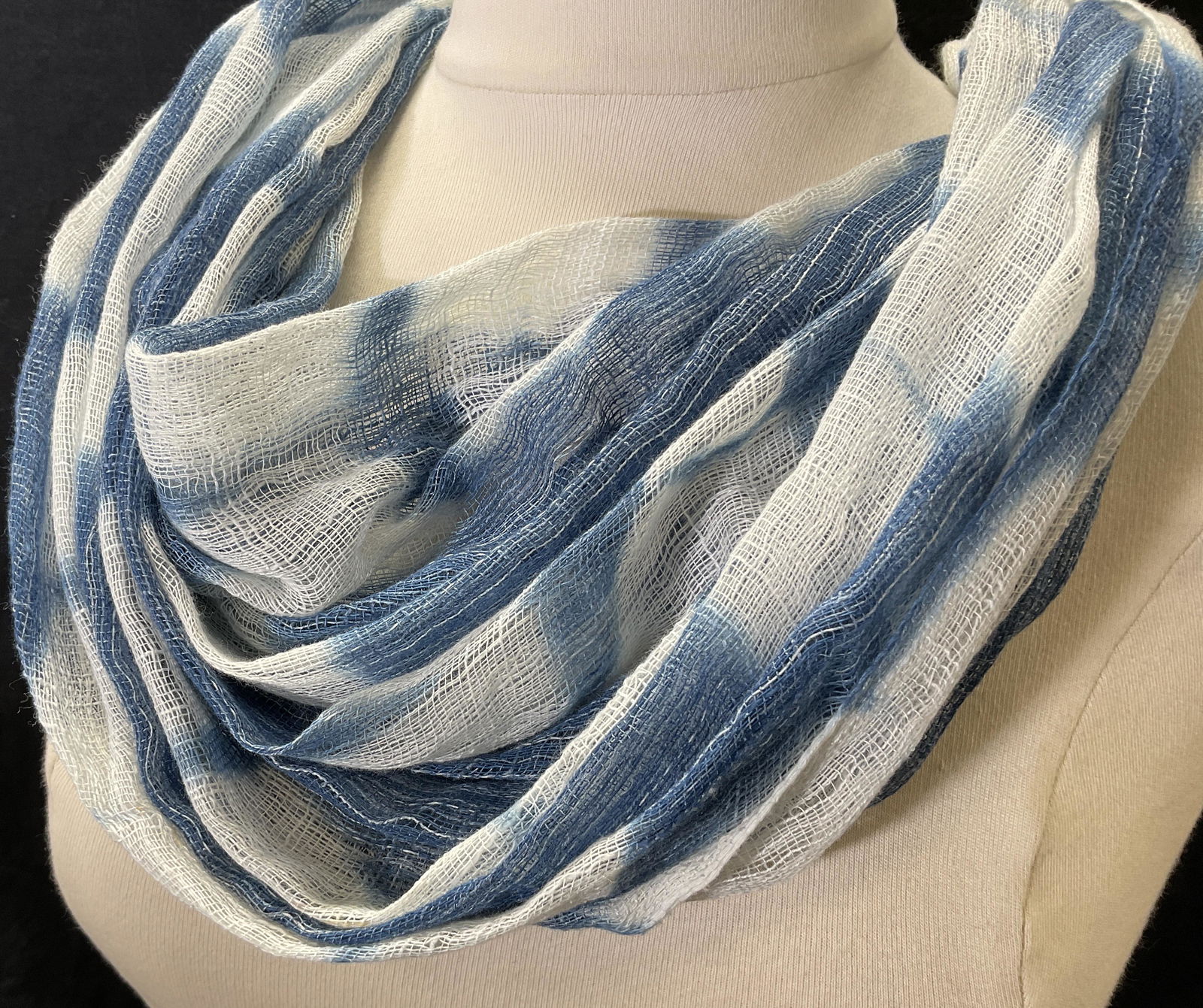 Blue & White Scarf W Tassels (1 of 5)