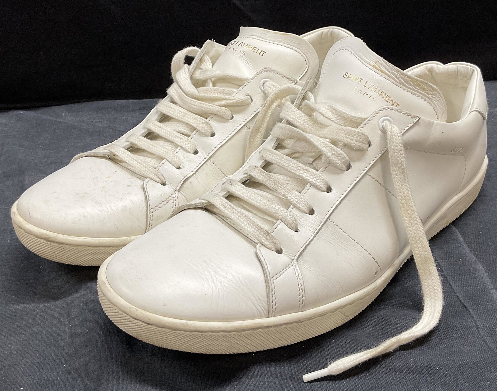 YSL Leather Court Classic Sneakers: YSL Leather Court Classic Sneakers, inscriptions read Saint Laurent PARIS, M 417849 43 Made in Italy, wear consistent with age and use, Yves Saint Laurent, YSL, sneakers, mens sneakers, mens fashion, 