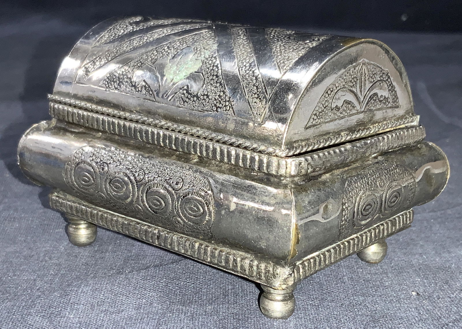 Vintage Metalwork Embossed Trinket Box (1 of 8)