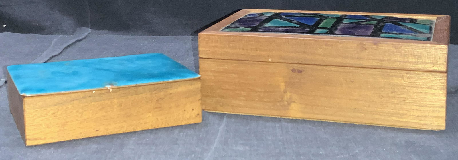 2 Wooden Accessory Boxes W Ceramic Accents (1 of 8)