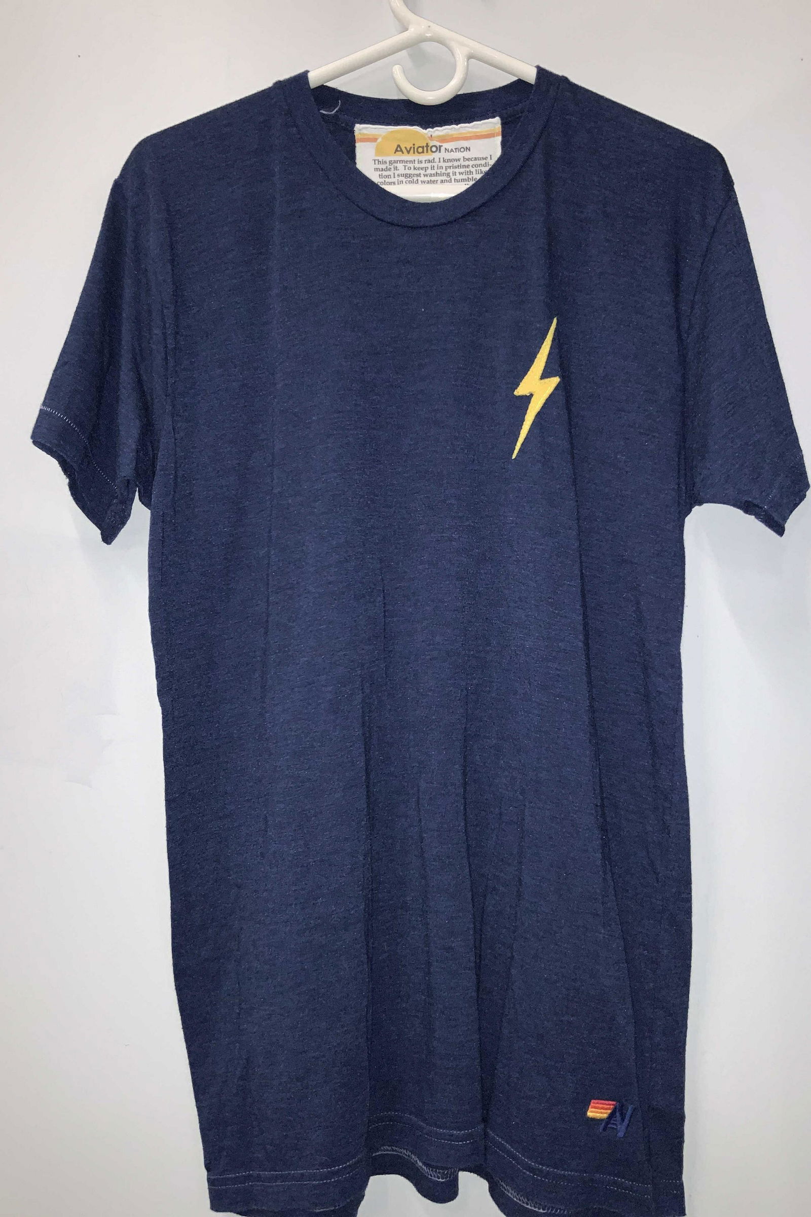 AVIATOR NATION Navy Blue Lighting Patch Tshirt (1 of 8)