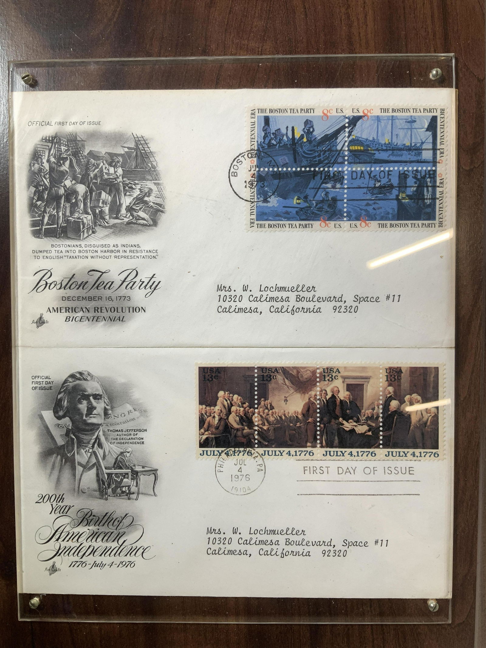 Boston Tea Part First Issue Stamps on plaque (1 of 6)