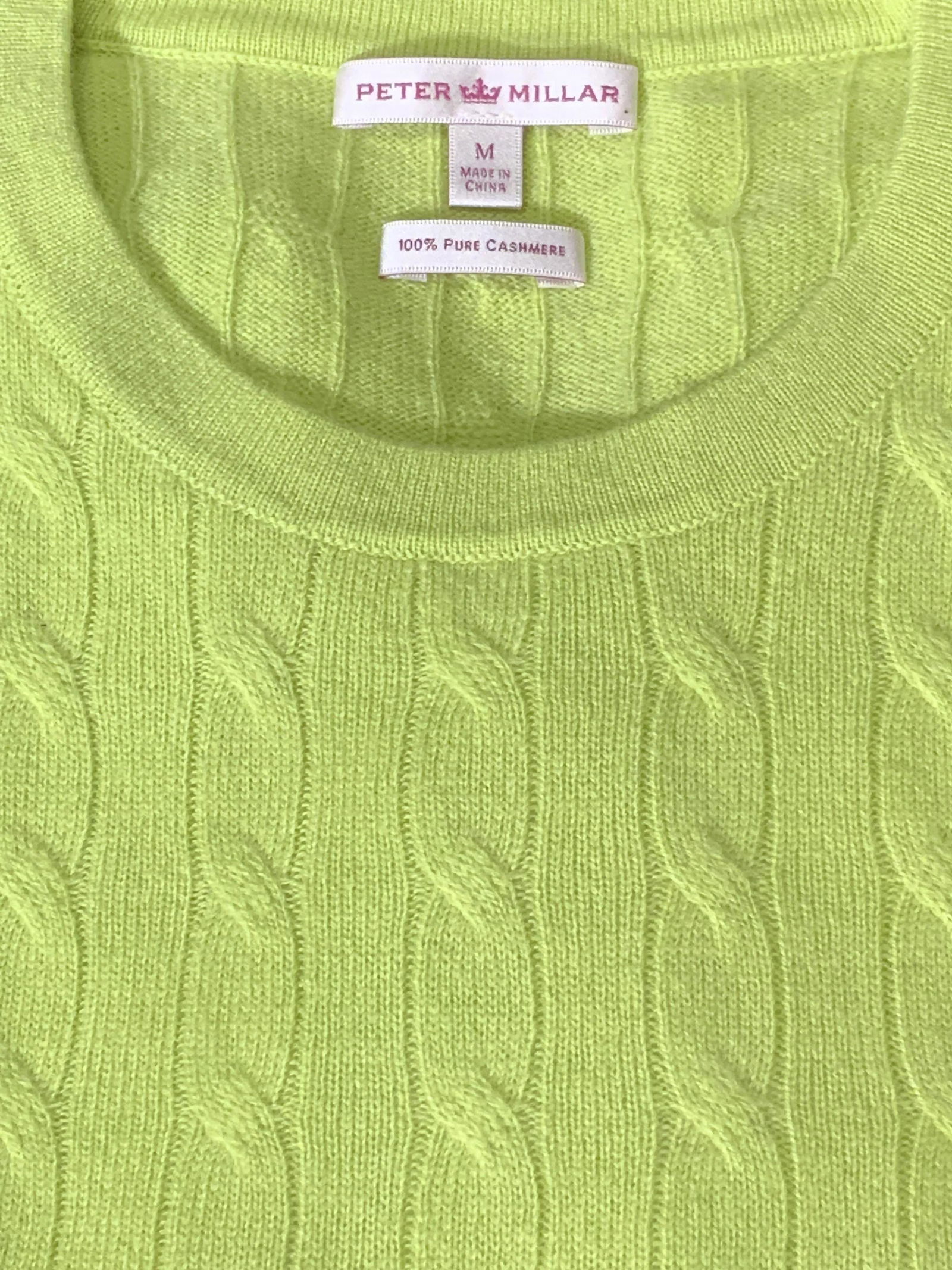 PETER MILLAR Green Cable Knit Cashmere Sweater (1 of 6)