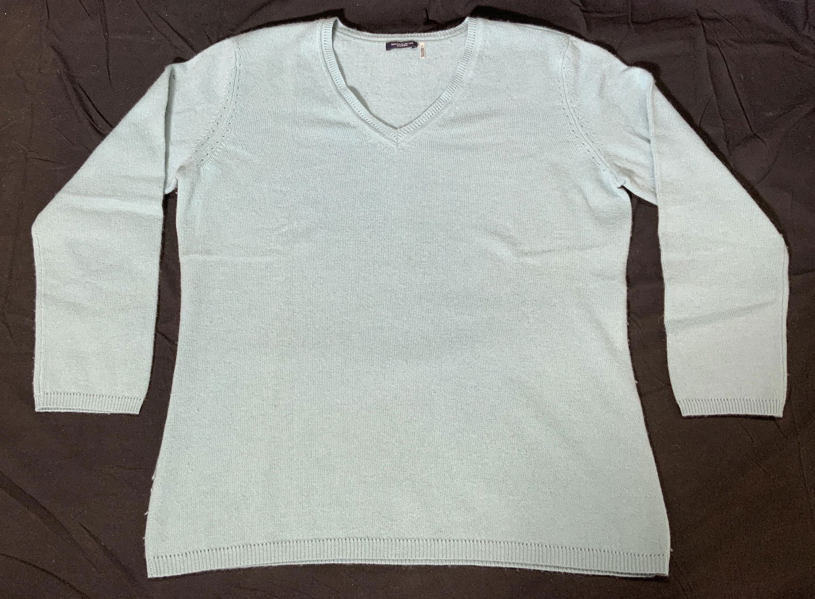 MAGASCHONI Turquoise Cashmere V Neck Sweater (1 of 6)