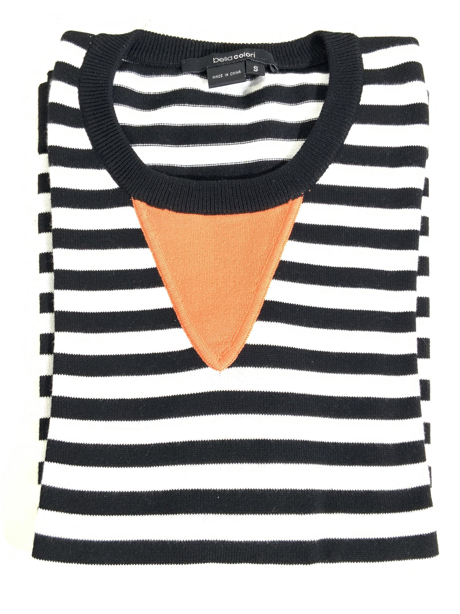 BELLA COLORI Black & White Striped Cotton Sweater (1 of 9)