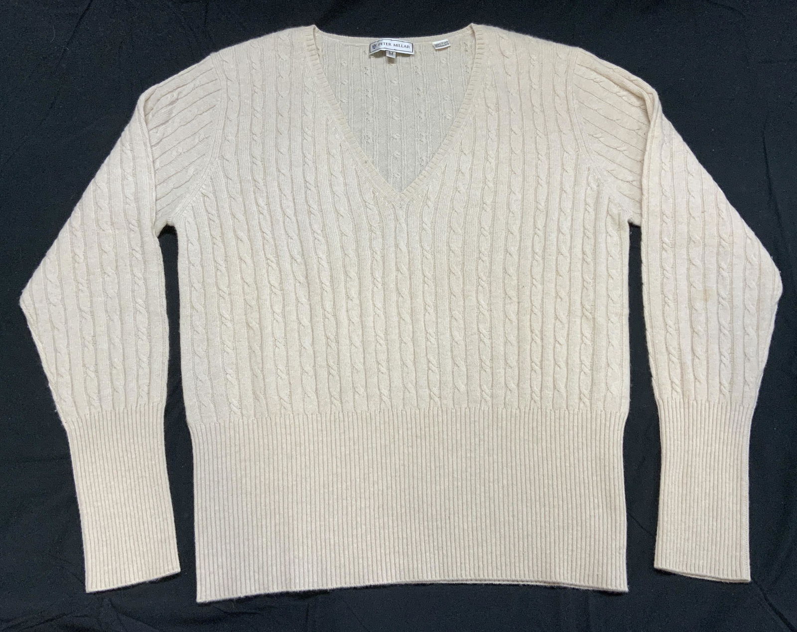 PETER MILLAR Pure Cashmere Beige V Neck Sweater (1 of 5)
