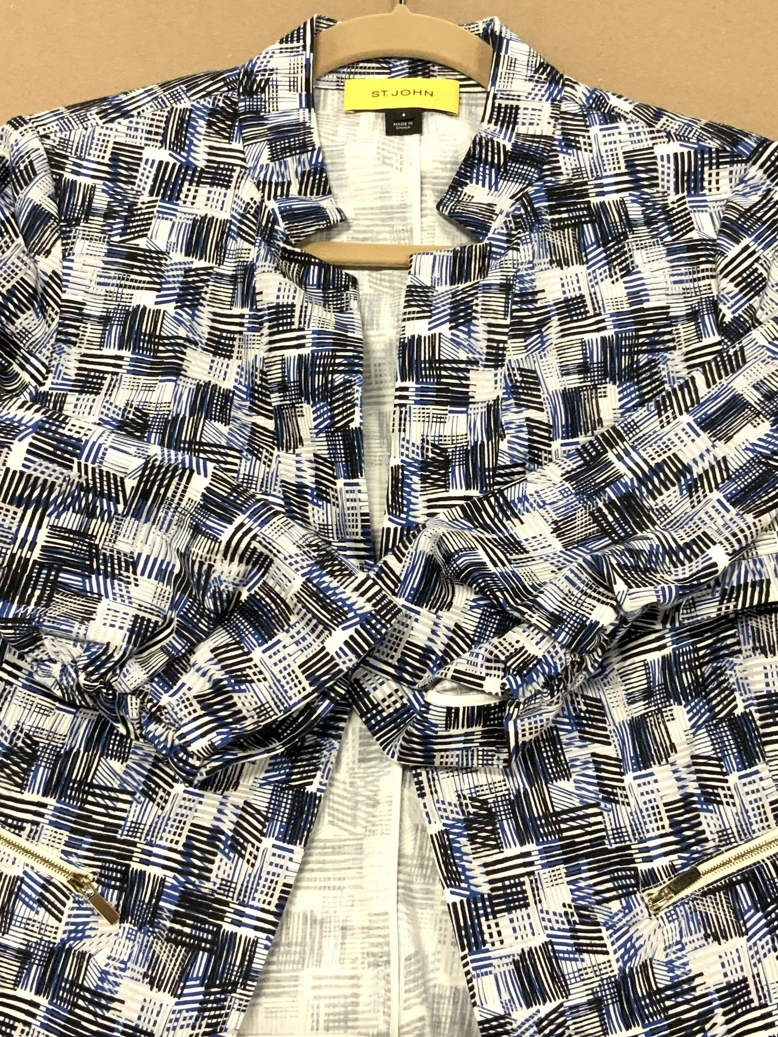 St. John Blue & White Print Cotton Jacket (1 of 6)