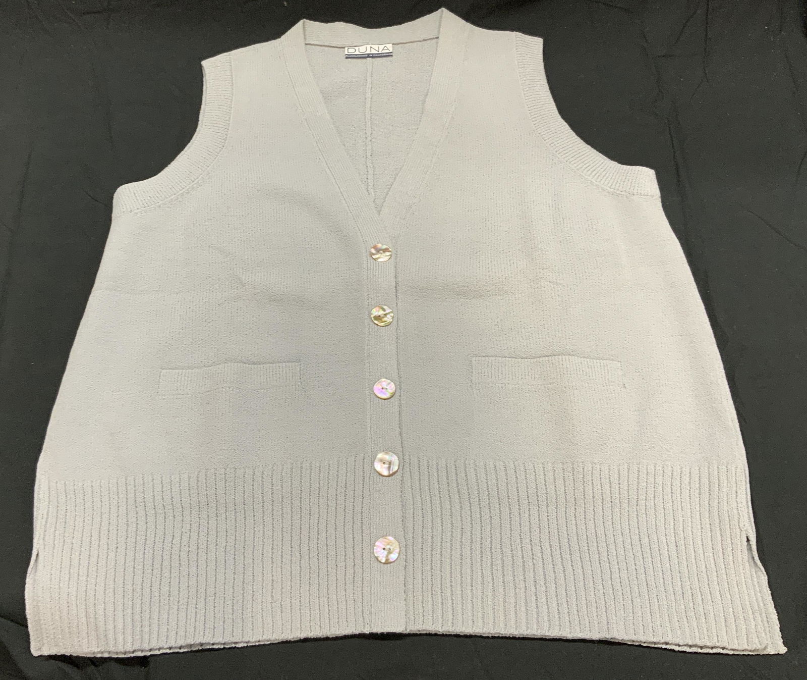 DUNA Slate Grey Button Up Knit Vest (1 of 5)