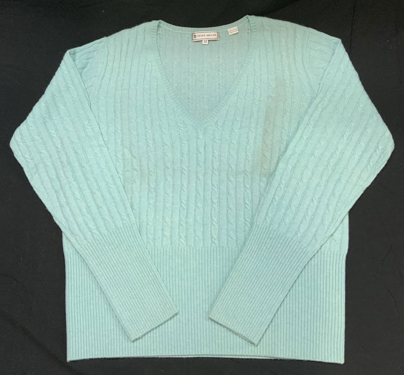 PETER MILLAR Teal V Neck Pure Cashmere Sweater (1 of 7)