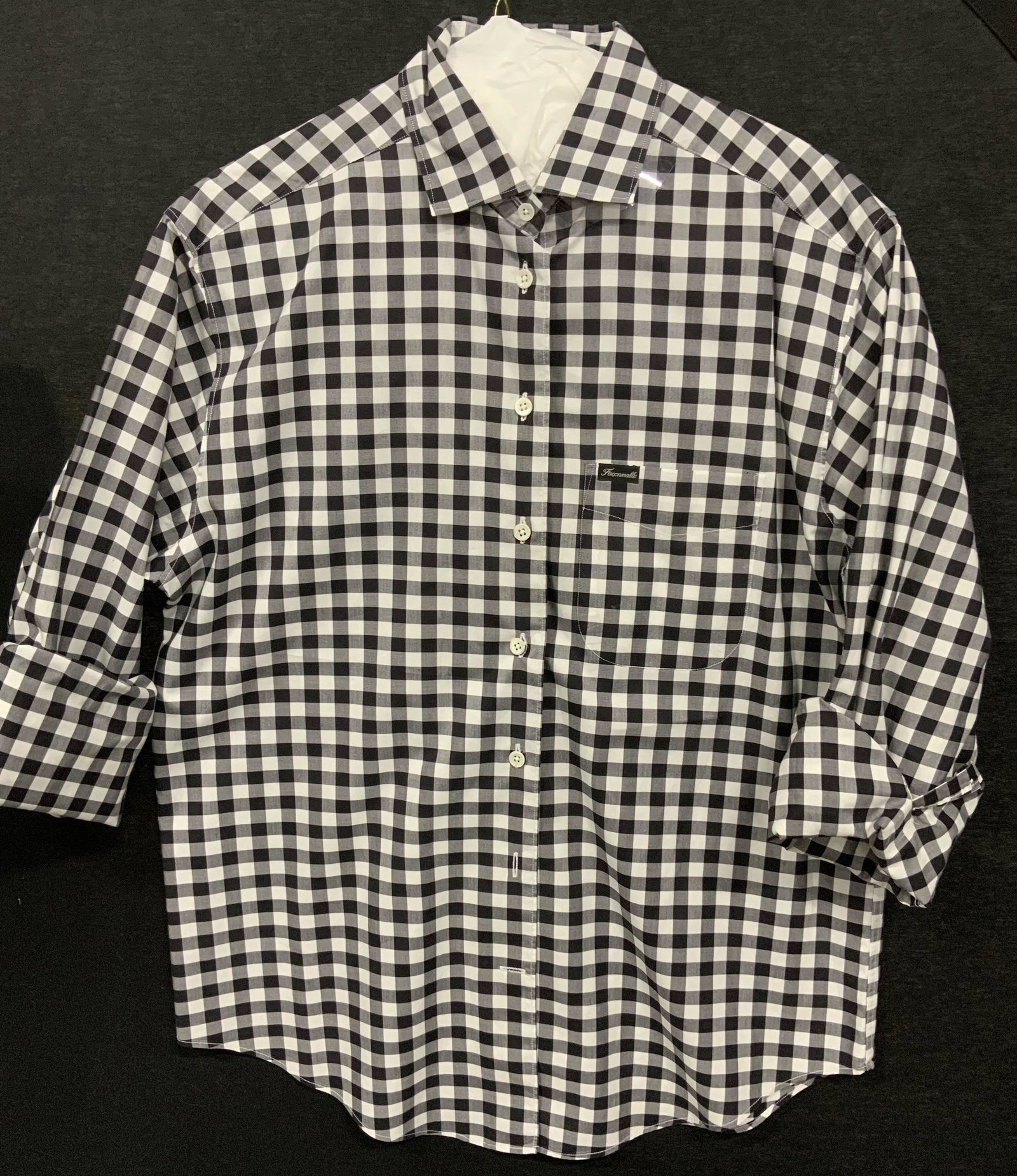 Faconnable Black & White Cotton Gingham Shirt, FR (1 of 6)