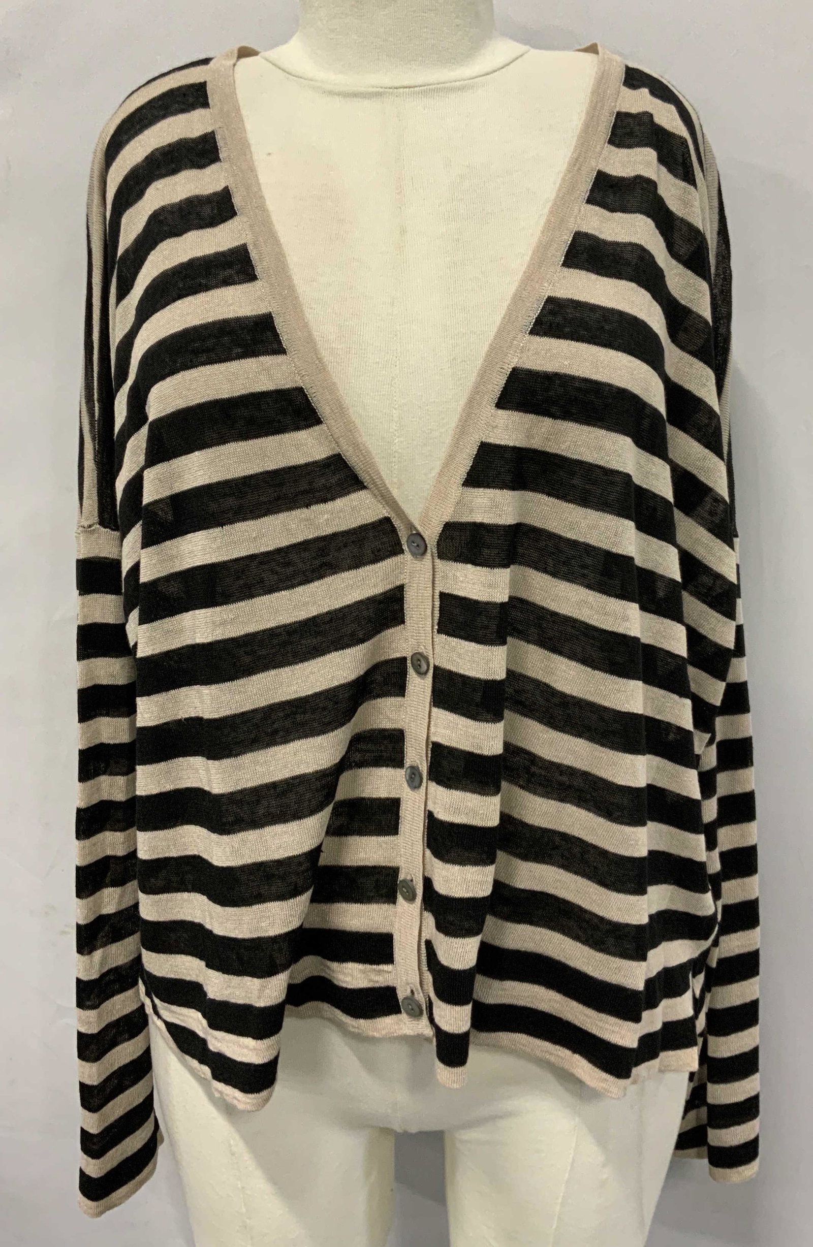 EILEEN FISHER Linen Blend Striped Cardigan (1 of 8)