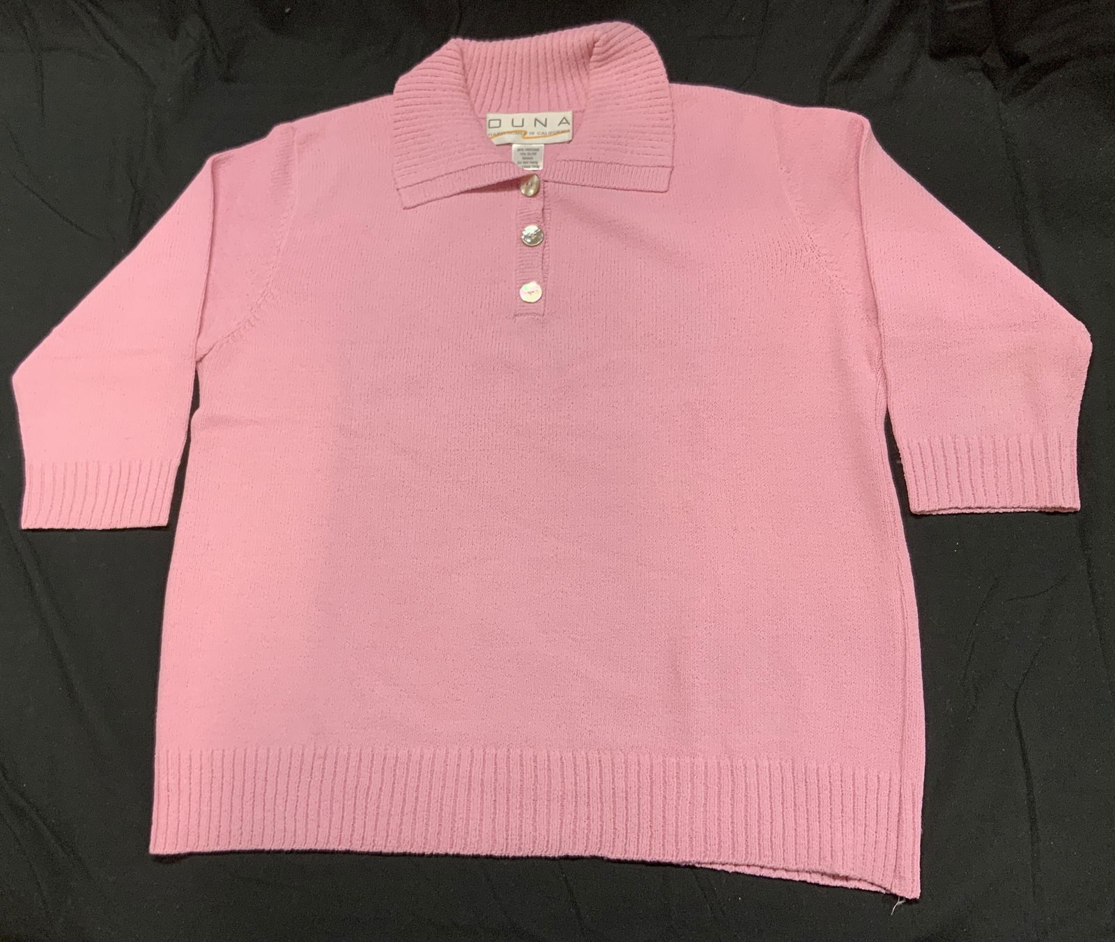 DUNA Hand Loomed Pink Polo Top (1 of 6)