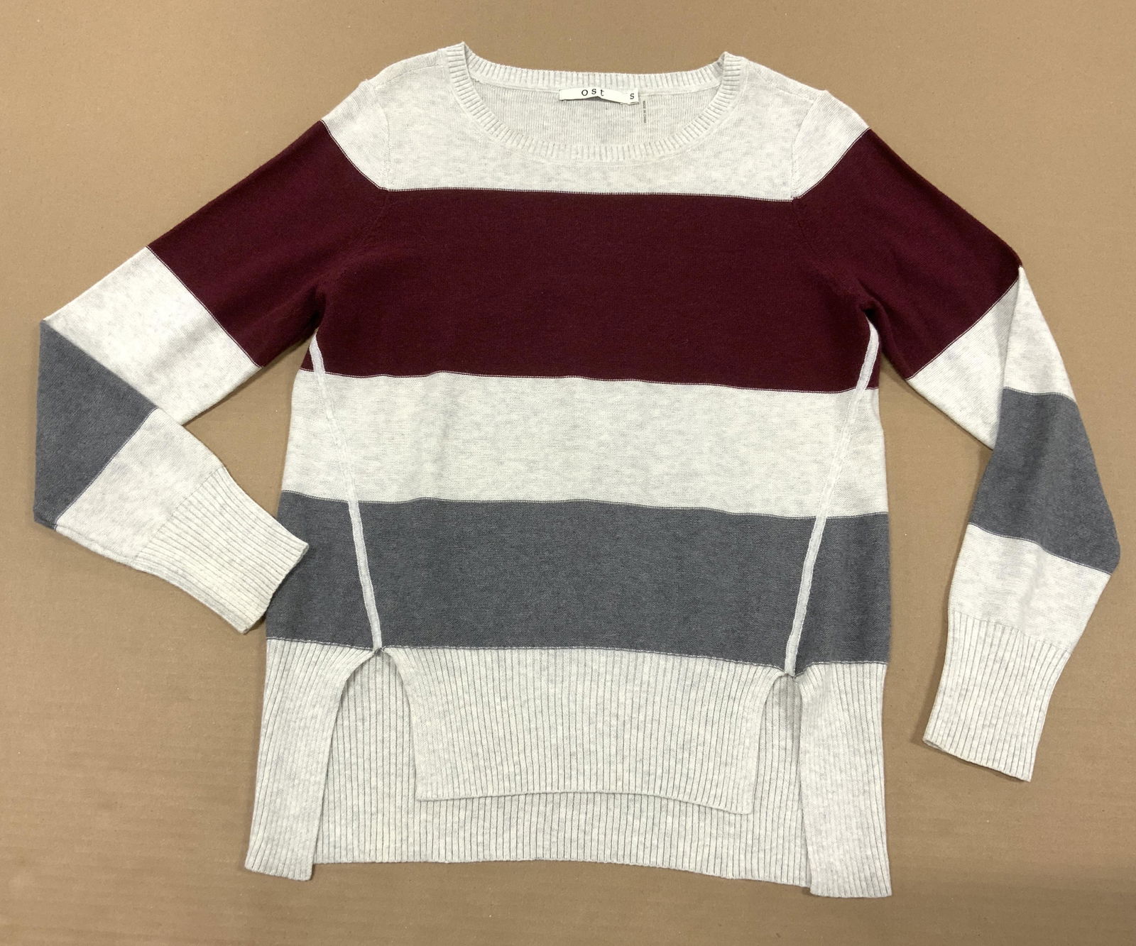 OST Cotton Cashmere Blend Striped Long Sleeve Top (1 of 5)