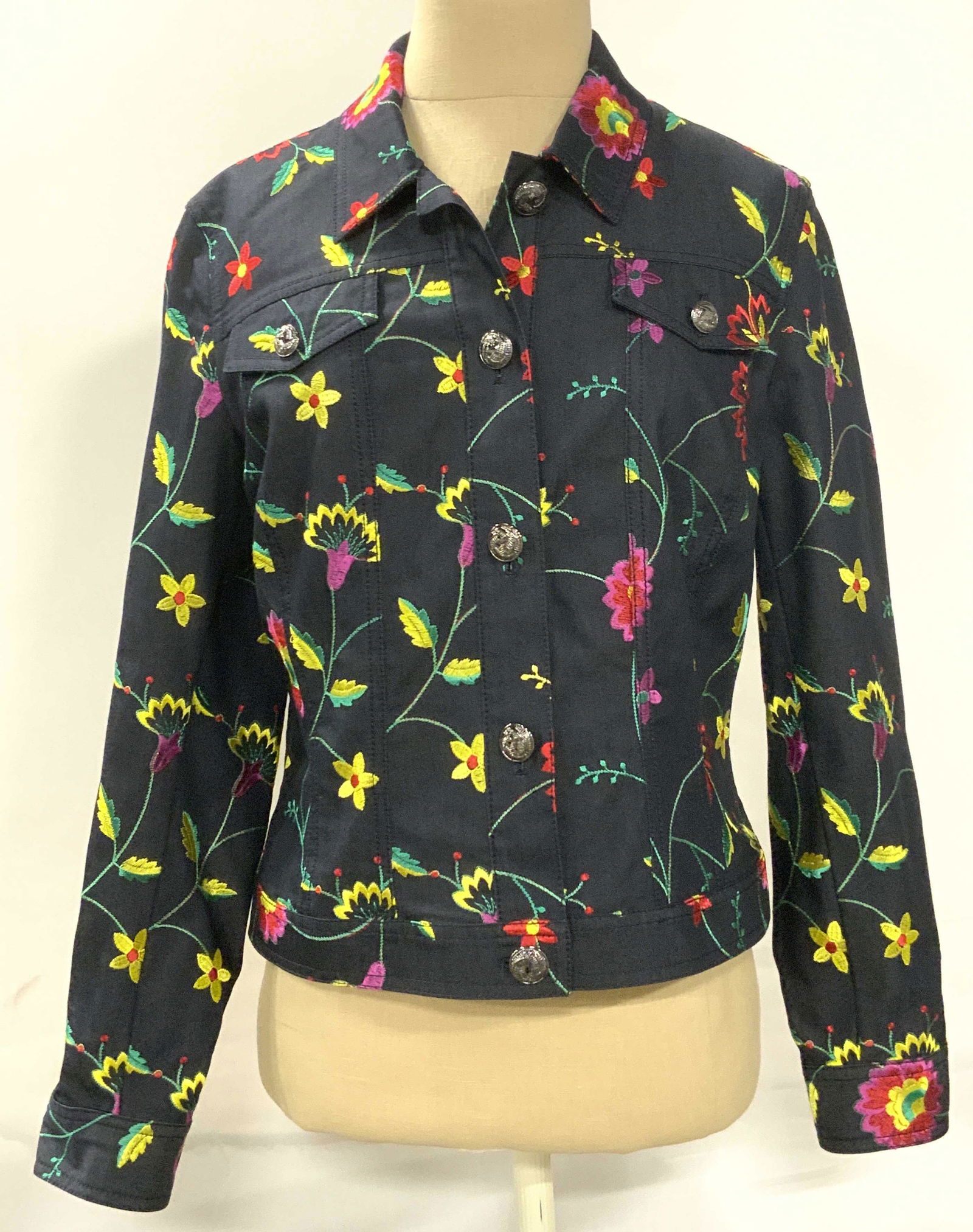 ST. JOHN Vibrant Floral Denim Style Jacket (1 of 9)