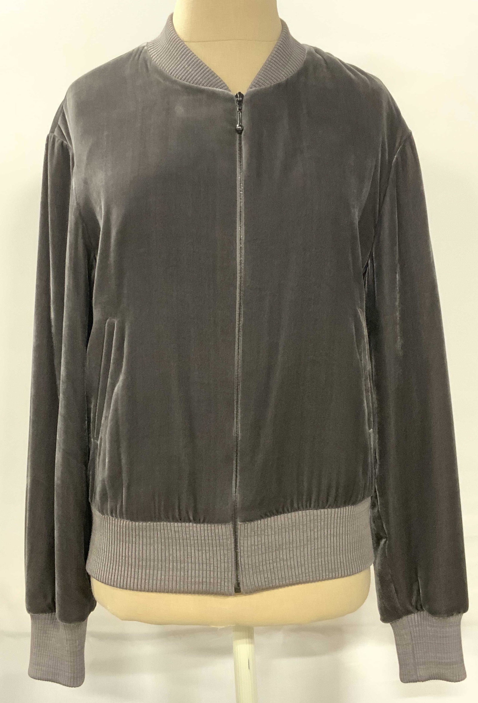 ST. JOHN Grey Silk Blend Bomber Jacket (1 of 9)