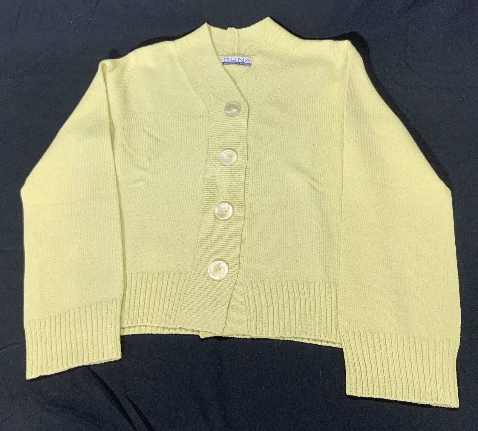 DUNA Hand Loomed Light Green Cardigan Sweater (1 of 5)