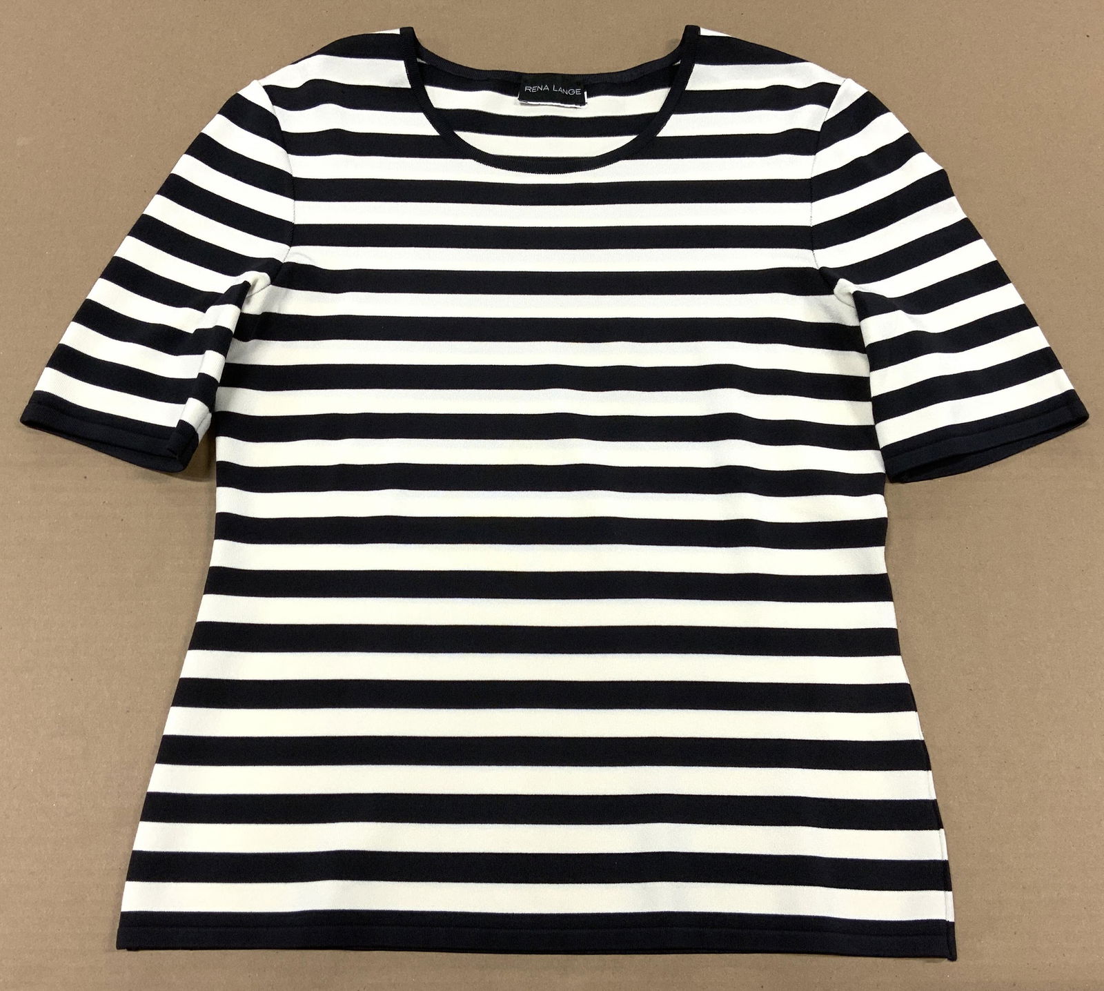 RENA LANGE Navy And White Striped Tee Shirt (1 of 4)