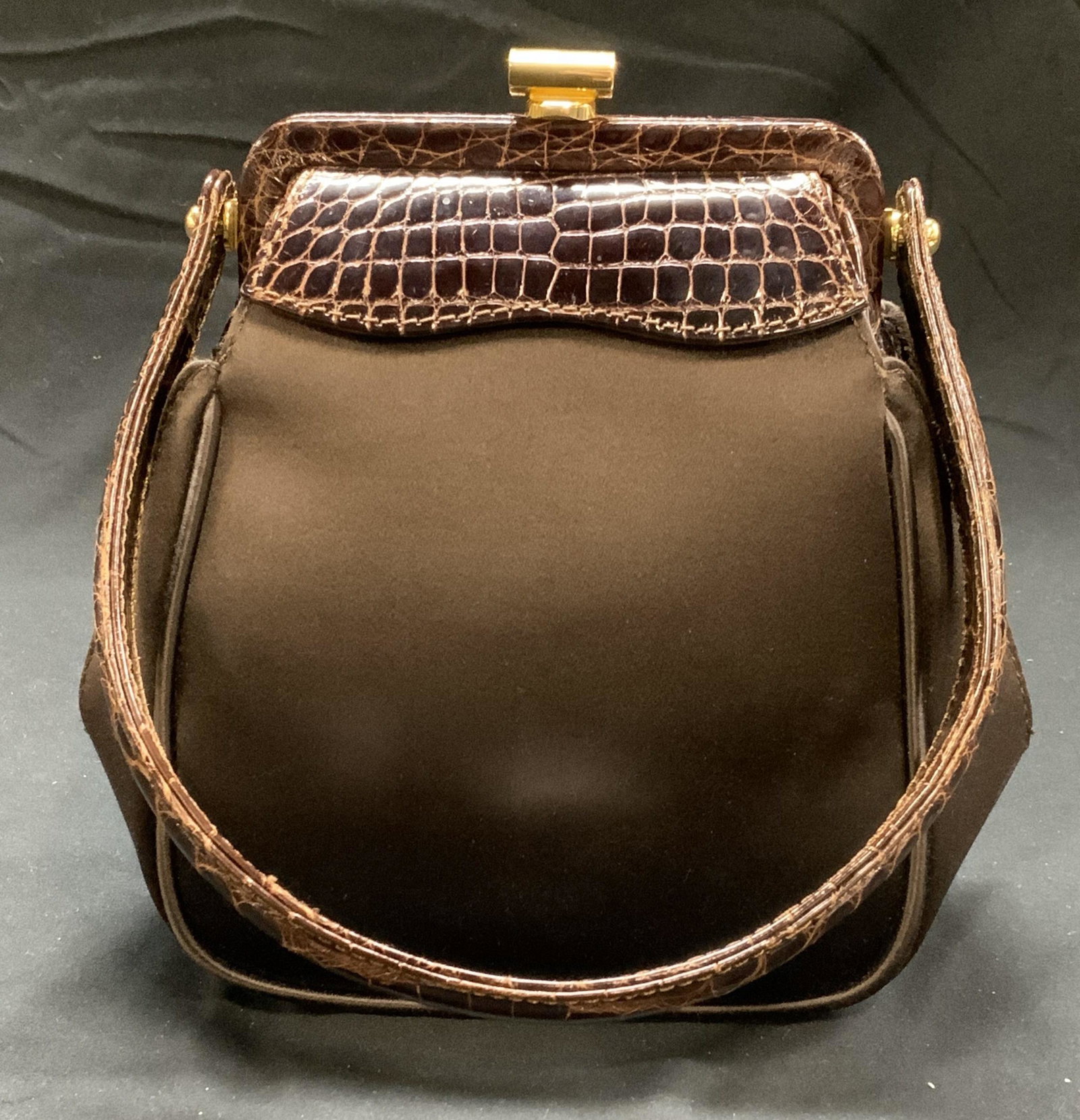CORDON Chocolate Brown Top Handle Purse, ITALY (1 of 7)