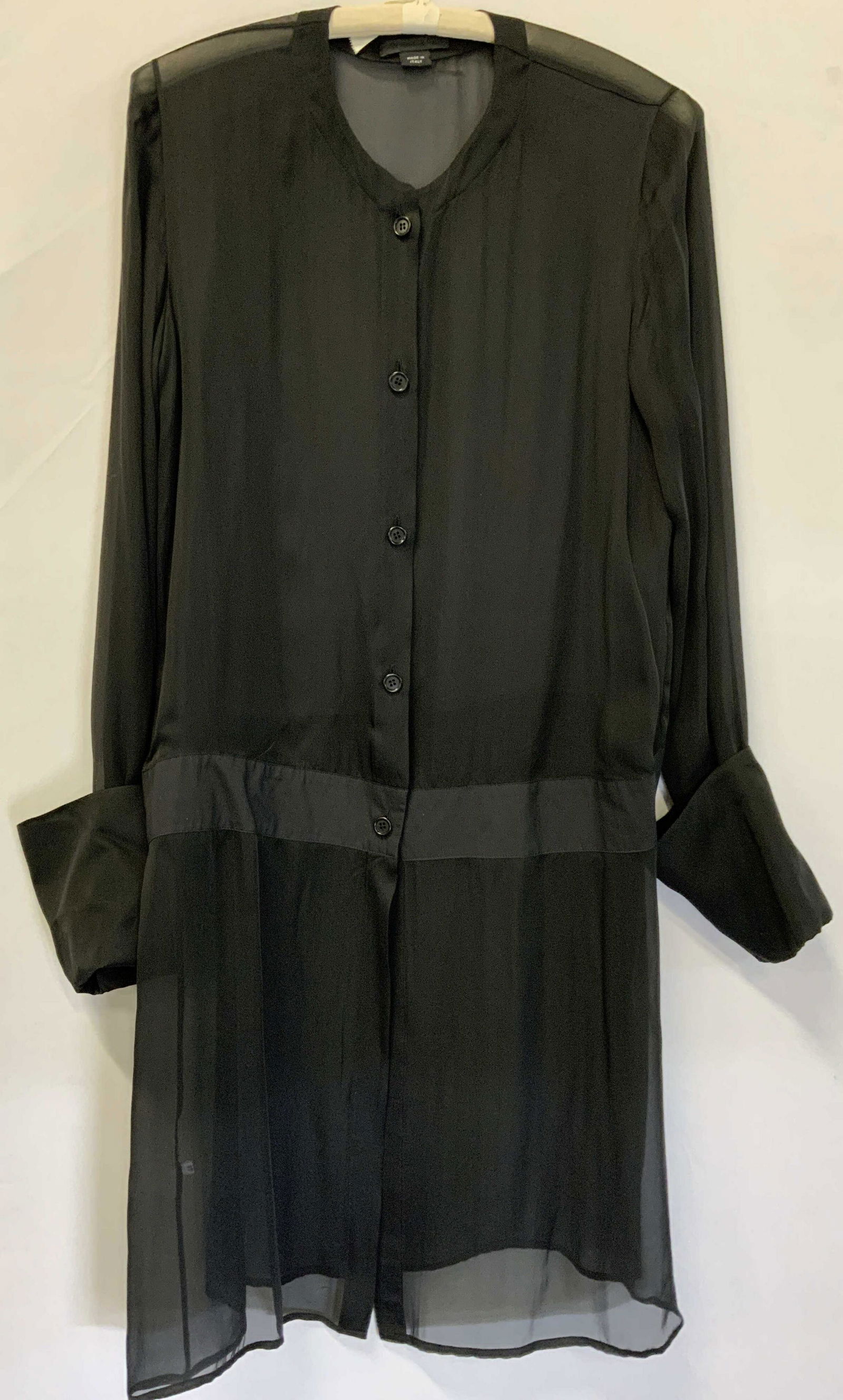 HELMUT LANG Long Sleeve Sheer Shirt Dress ITALY (1 of 8)