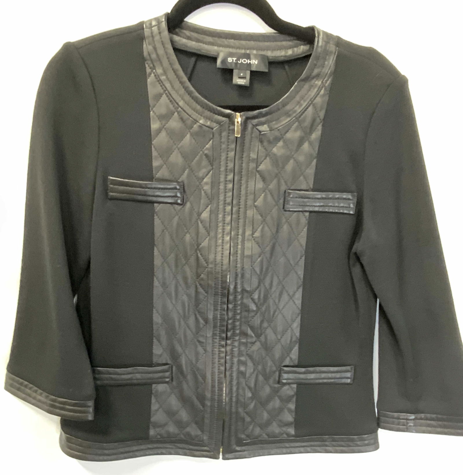 ST. JOHN Quilted Leather Zippered Jacket (1 of 12)