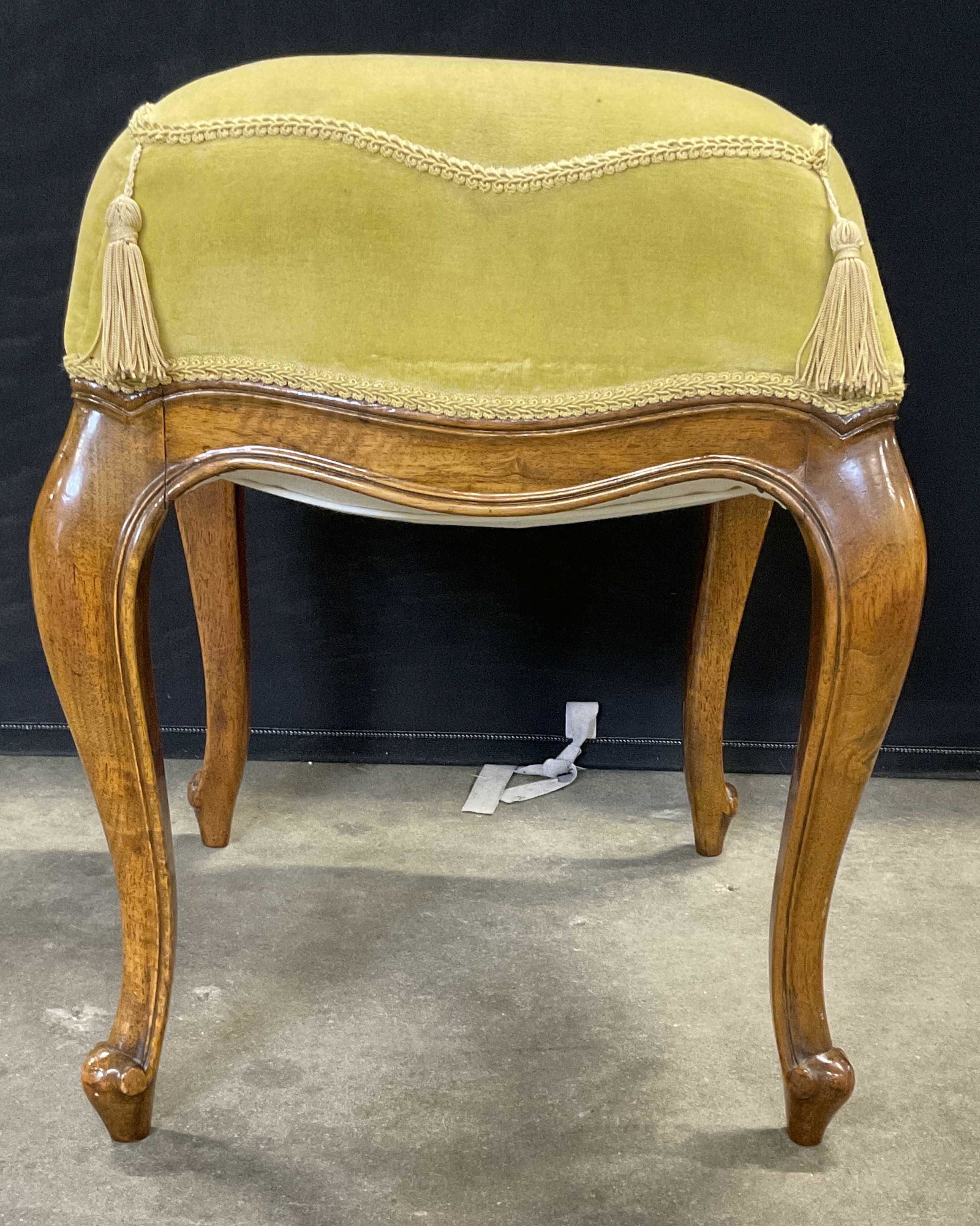 Vintage Walnut Queen Anne Upholstered Stool (1 of 10)