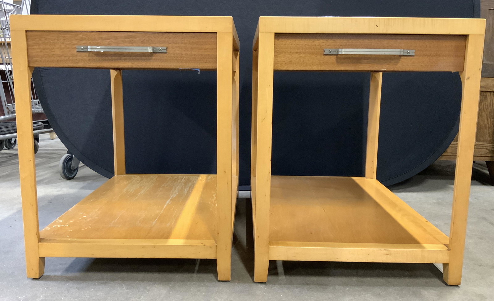 Pair Vintage Wooden Side Tables W Drawers (1 of 11)