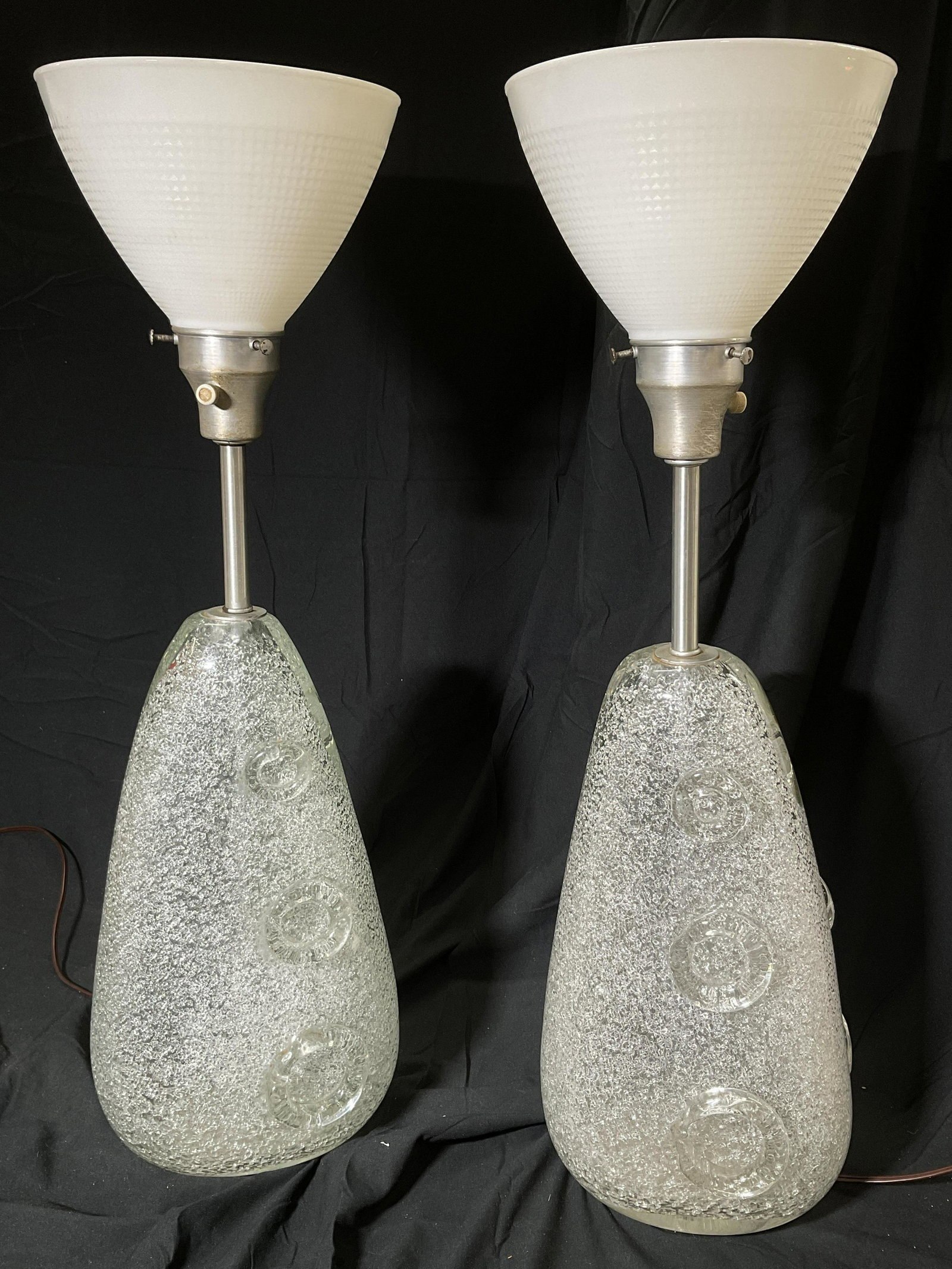 Pair MCM Glass Bowl Lamps (1 of 10)