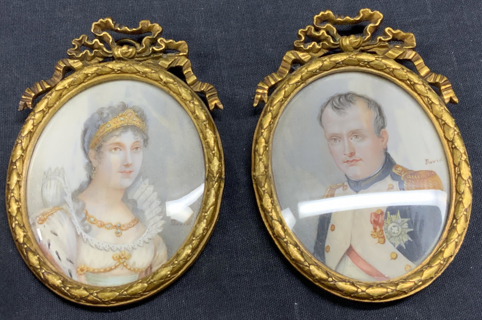 DAVID Signed Miniature Portraits of Couple (1 of 5)