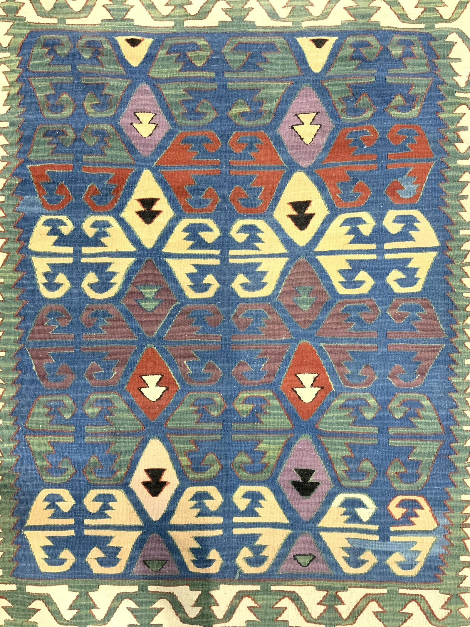 Vintage Handwoven Kilim Rug W Fringes (1 of 9)