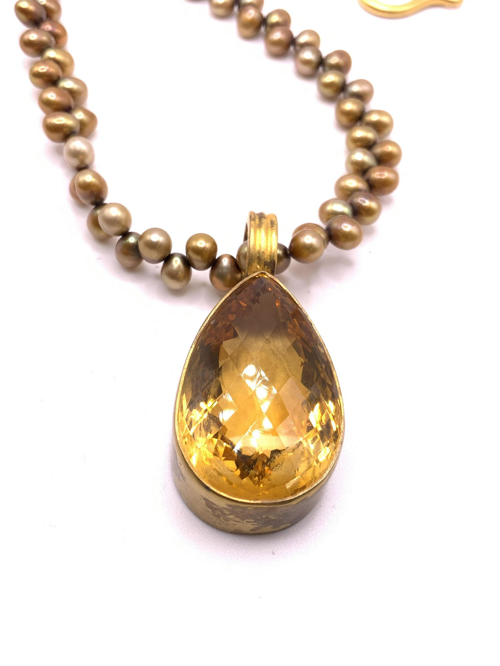 DINA MACKNEY Citrine & Pearl Pendant Necklace (1 of 9)