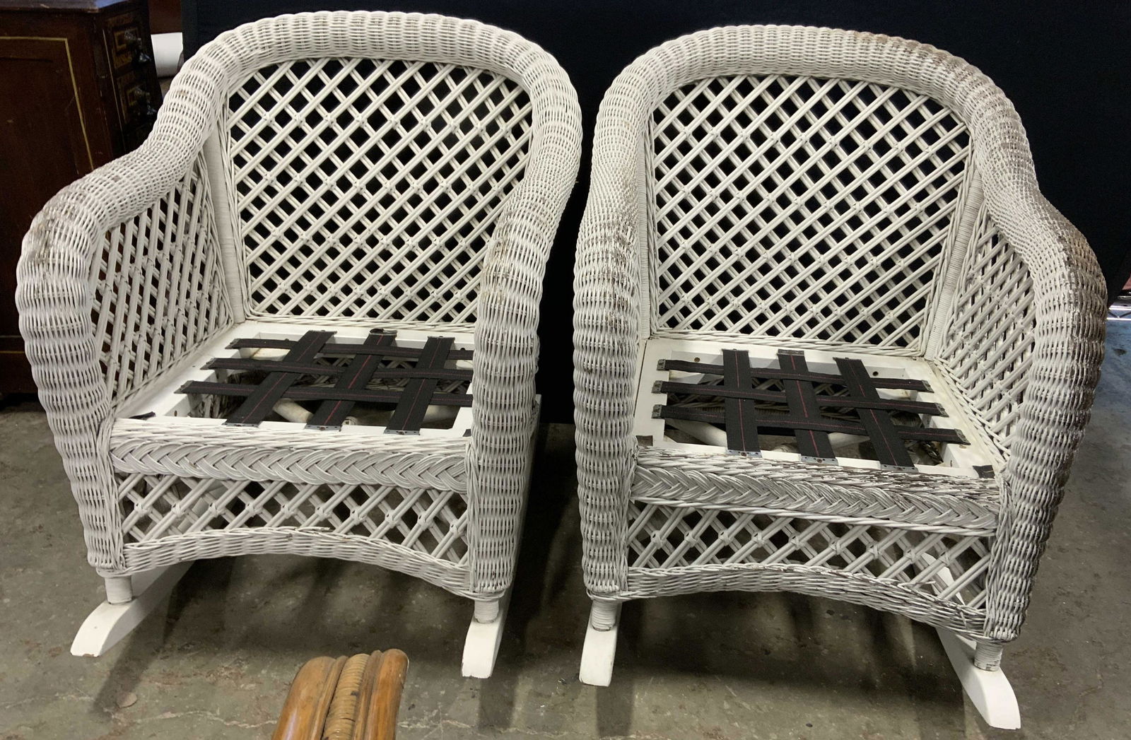 Pr Vintage Outdoor Wicker Rocking Chairs (1 of 10)