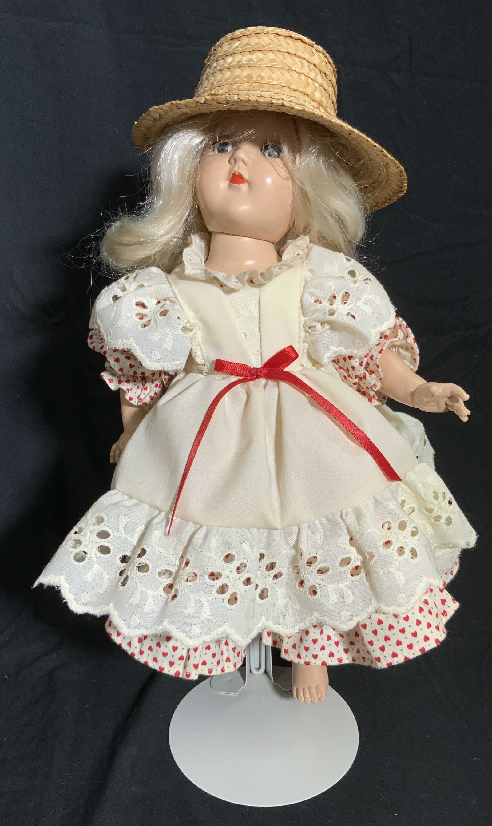 Vintage Composite Doll W/ Heart Patterned Dress (1 of 10)