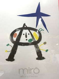 JOAN MIRO Pour Tristan Tzara Lithograph: JOAN MIRO Pour Tristan Tzara Lithograph, circa 1948-1950, inscription reads MIRO Pour Tristan Tzara Parker Seul 1948-1950, subject shows abstract brush strokes and shapes. In frame measures approx 28