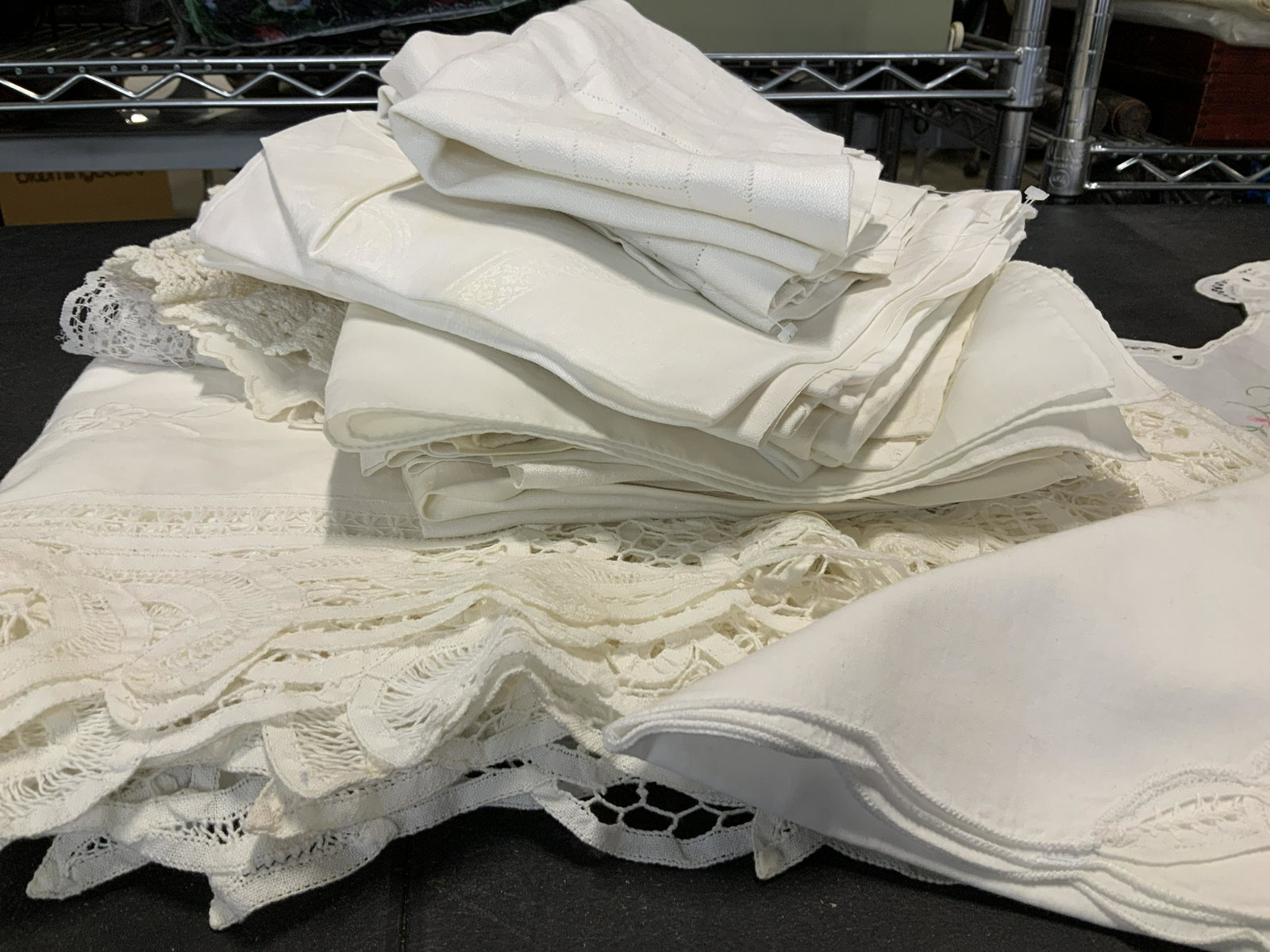 Lot 27 White Linen and Cotton Vintage Table Linens (1 of 9)