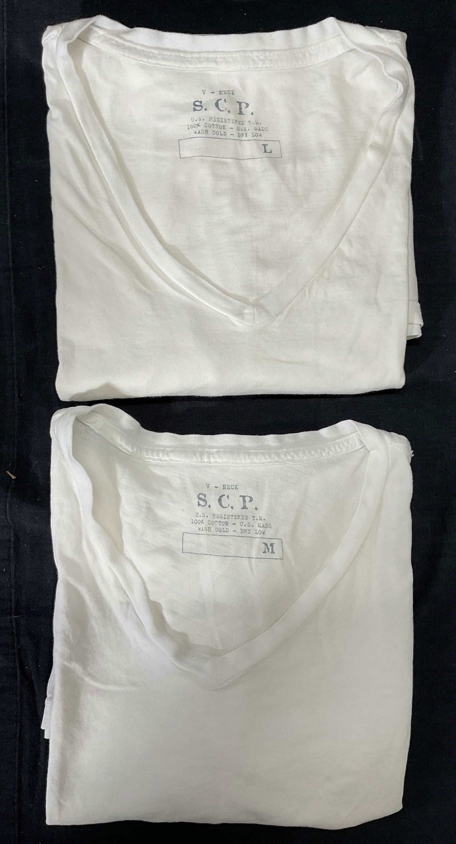 Lot 2 S.C.P. White V Neck, Cotton , U.S. (1 of 4)