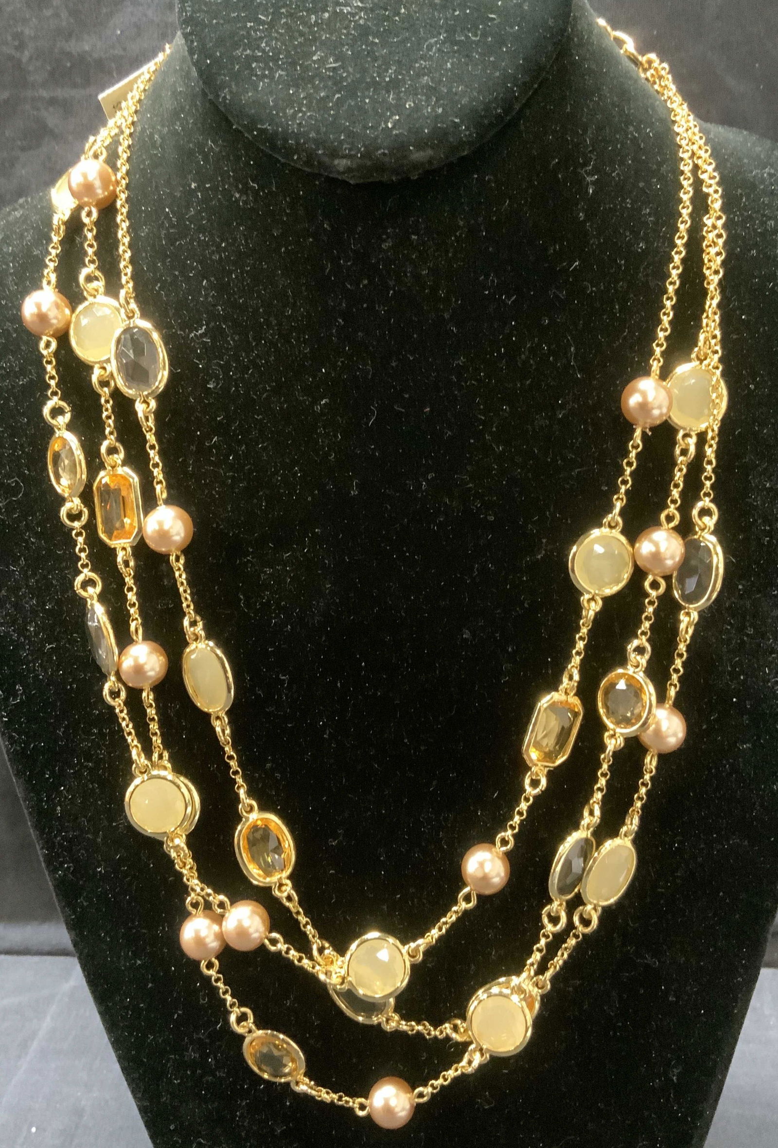 TALBOTS Gold Toned Cabochon Necklace NWT (1 of 4)