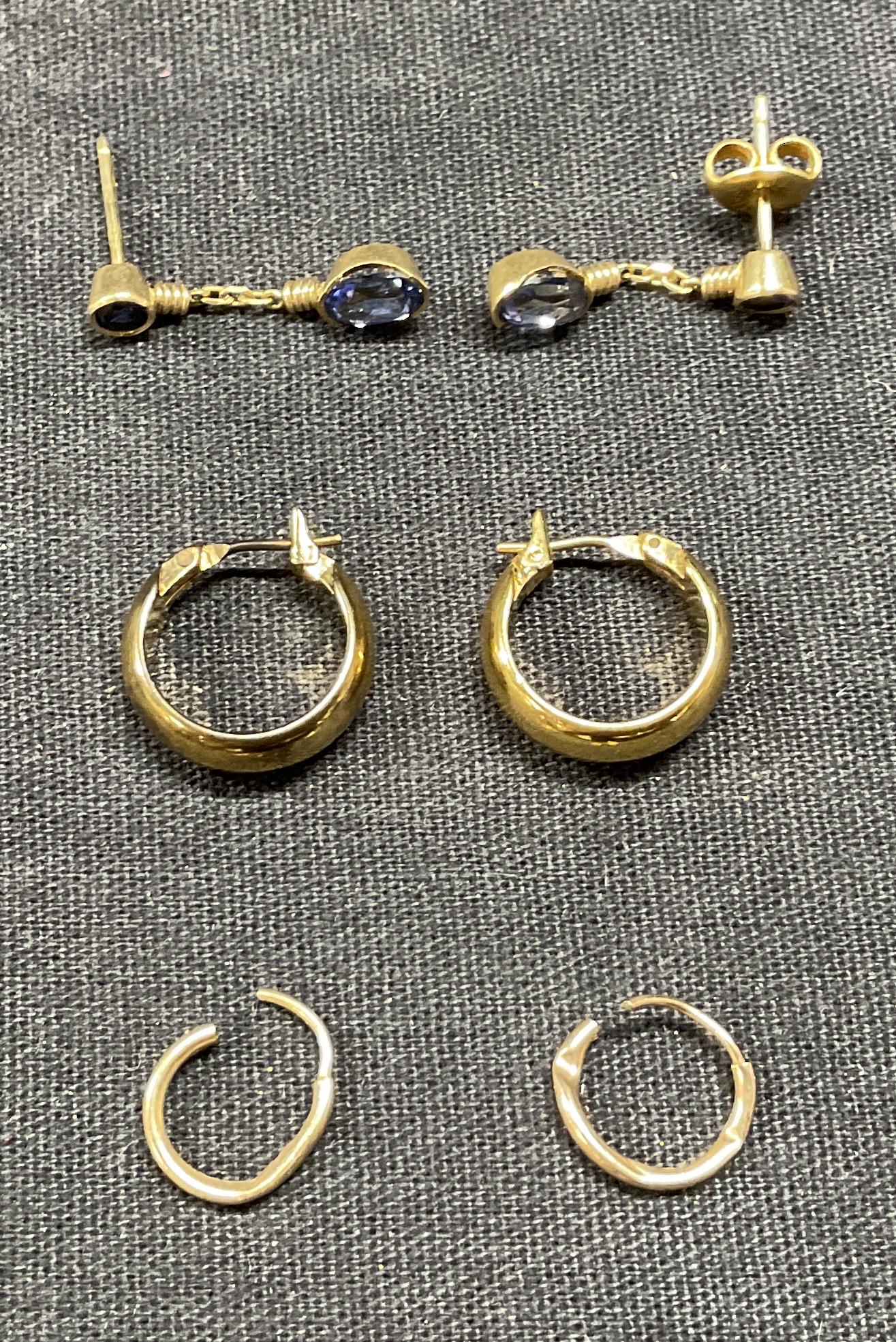 Lot 3 Sapphire & 14KT Gold Earrings, and More (1 of 5)