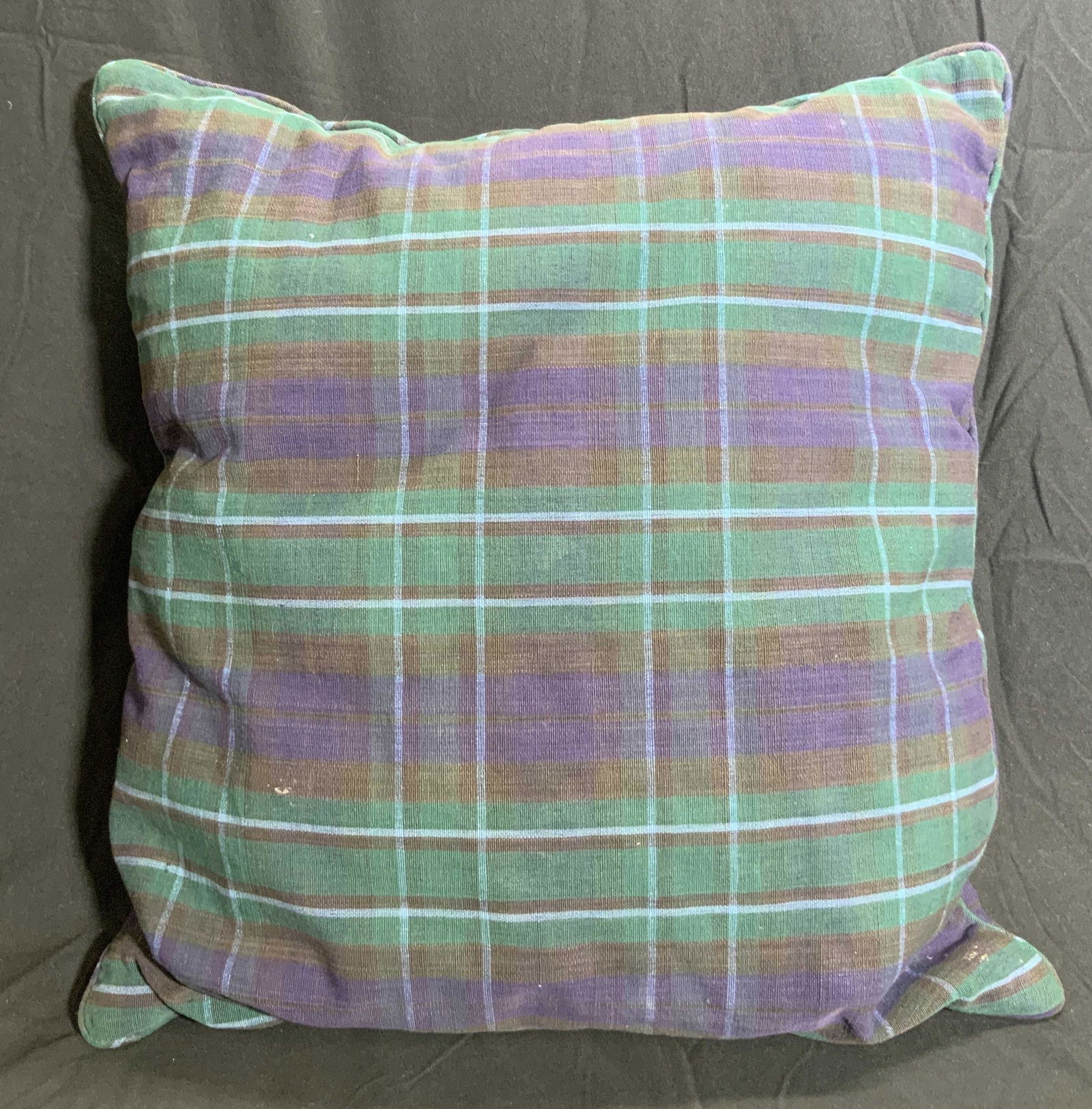 Green & Purple Tartan Plaid Throw Pillow (1 of 10)