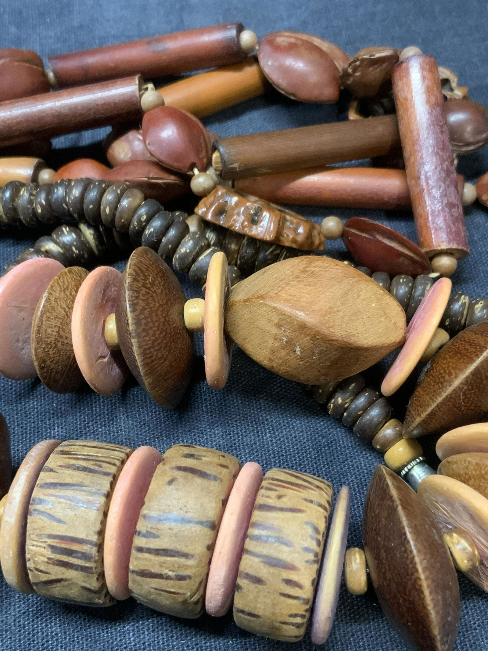 Lot of 2 Chunky Vintage Wood Beaded Necklaces (1 of 5)