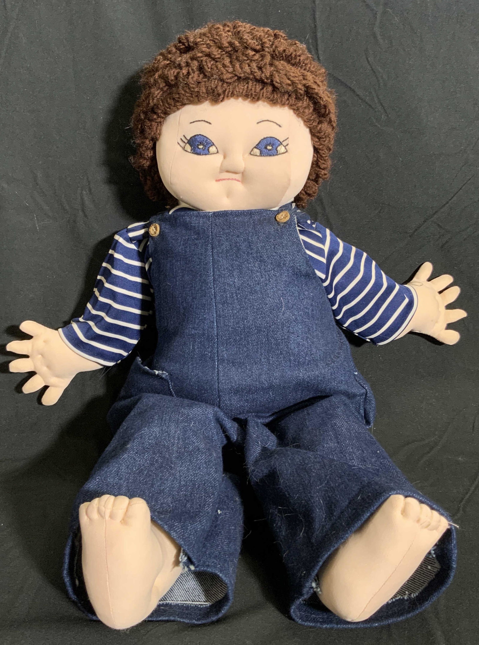 Handcrafted Fabric Doll W/ Overalls (1 of 11)