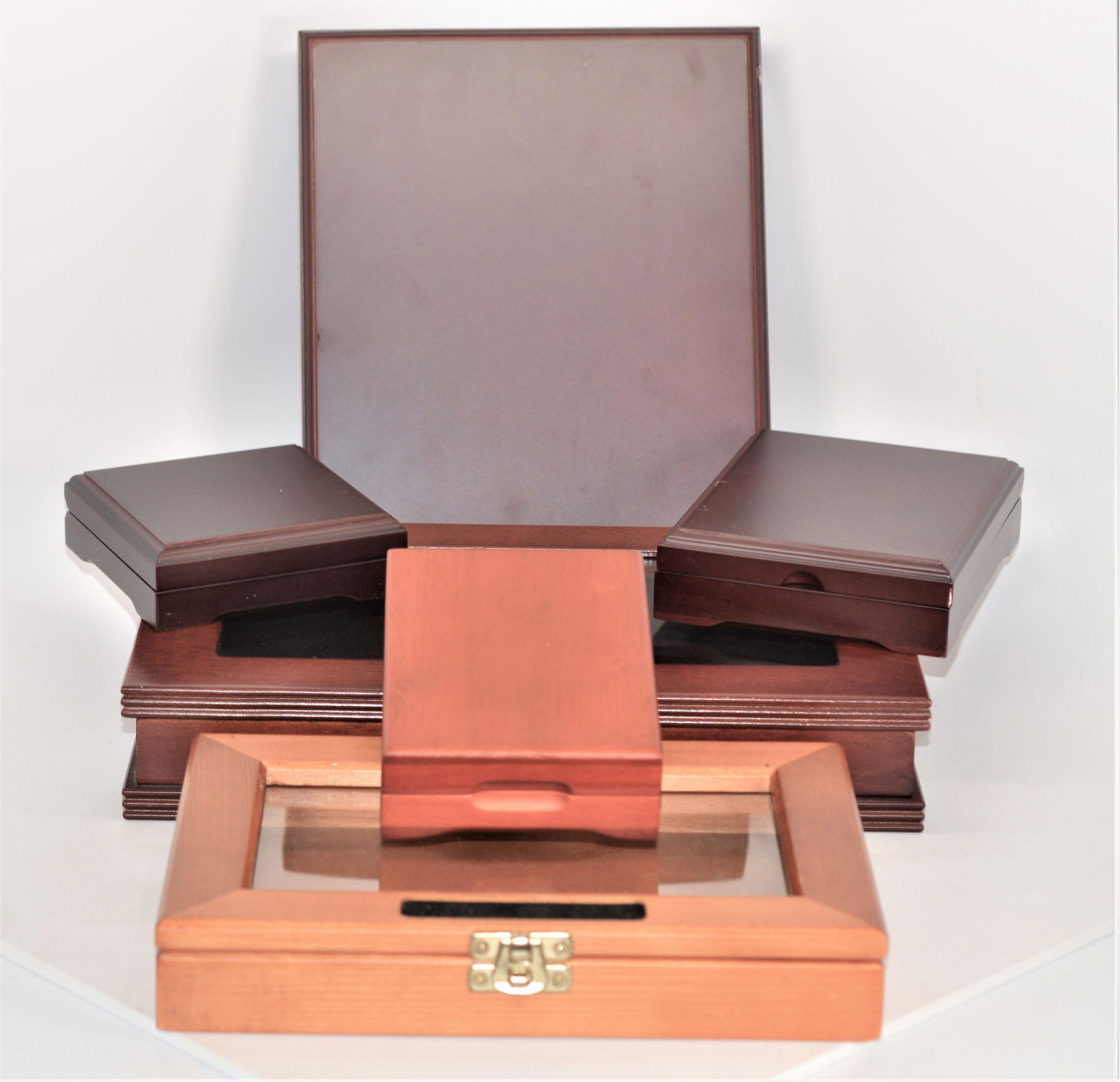 Wood Coin Storage Display Boxes - Lot of (1 of 9)