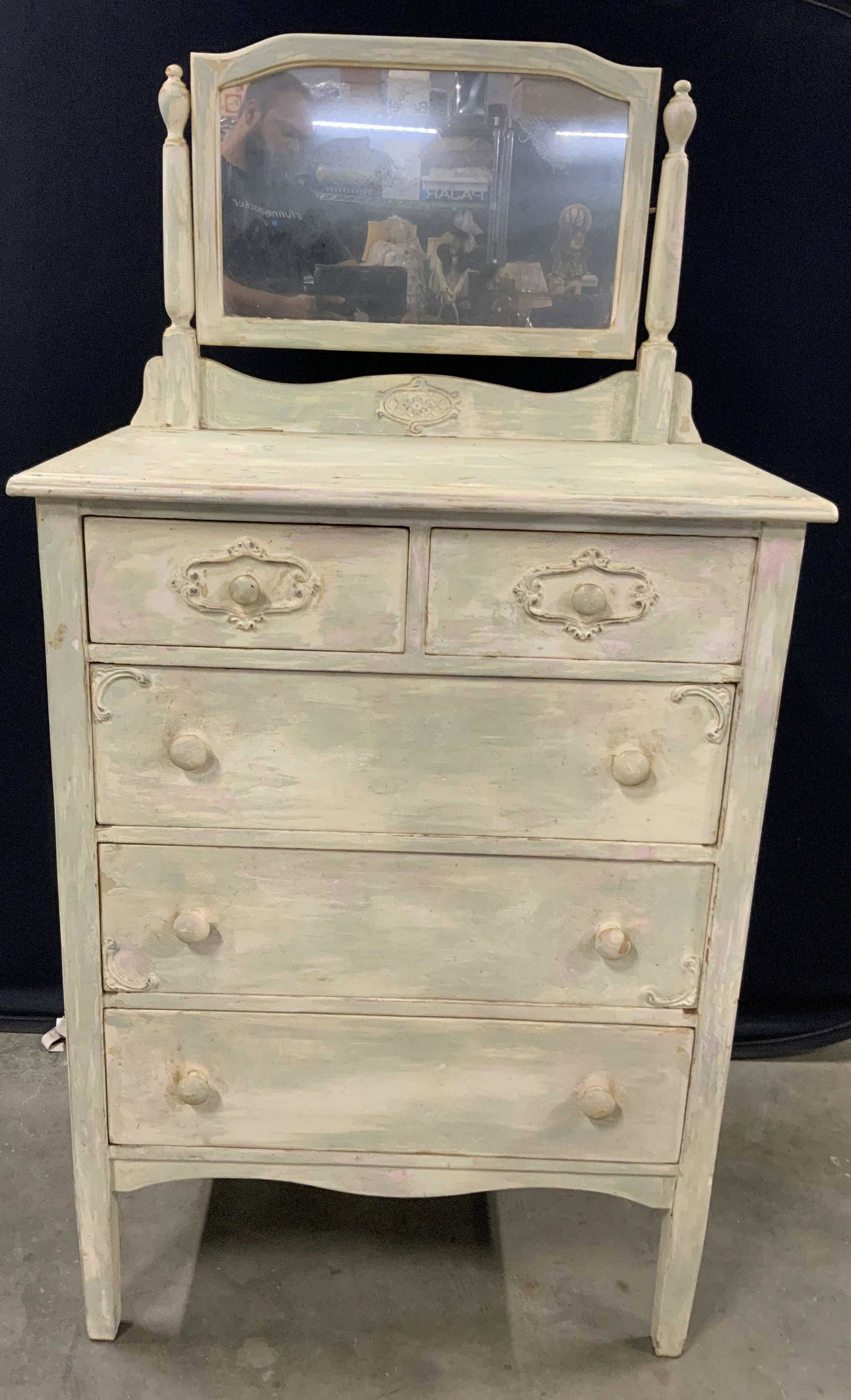 Vintage 5 Drawer Dresser W Vanity Mirror (1 of 9)