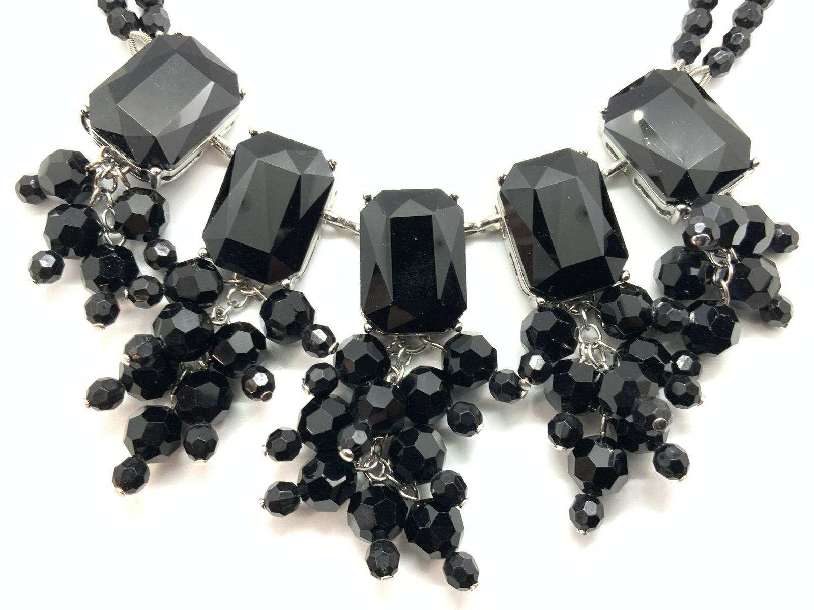 TALBOTS Signed  Black Beaded Bib Necklace (1 of 5)