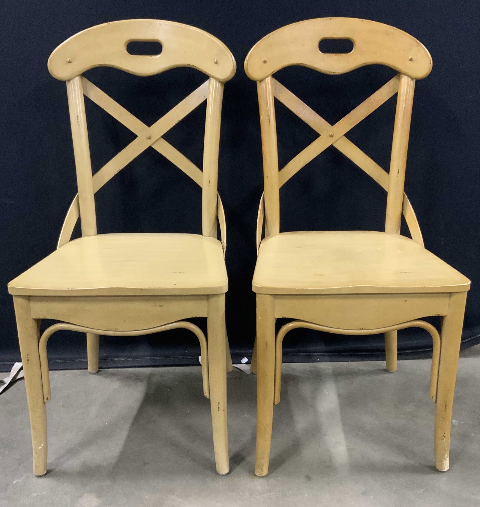 Pr Vintage Wooden Curved Back Chairs (1 of 8)