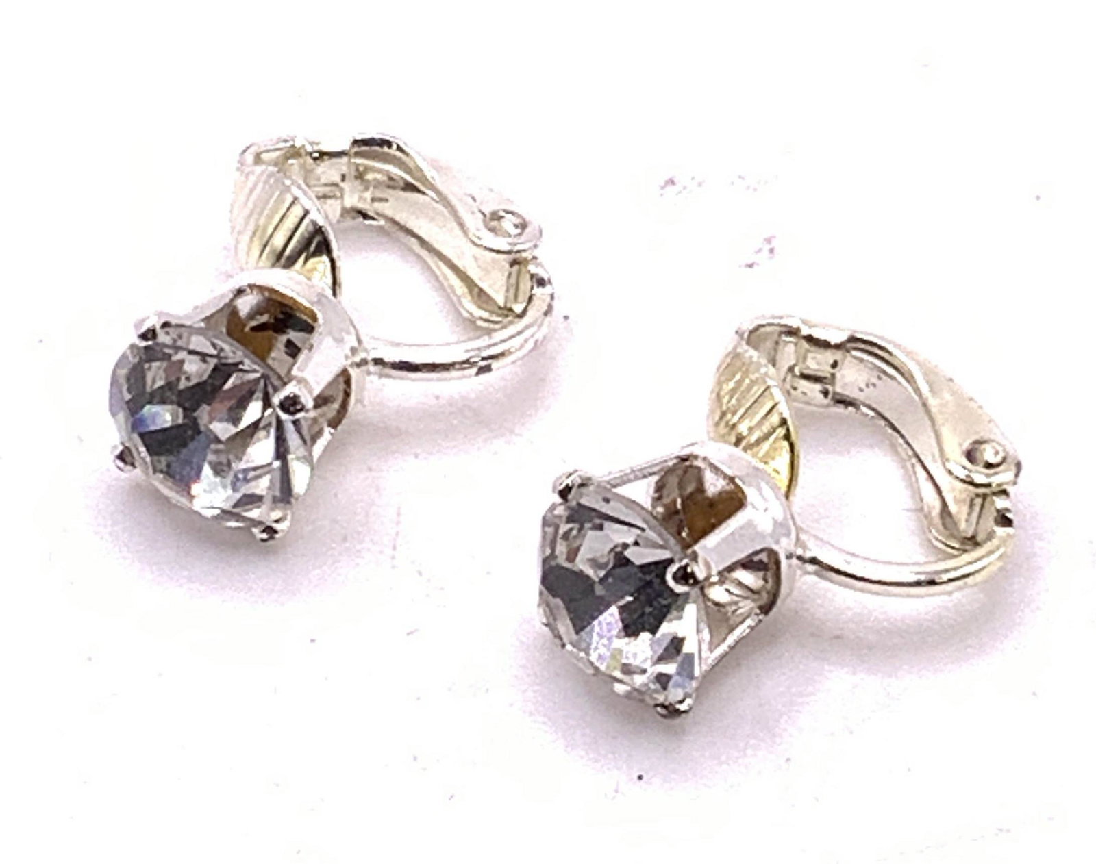 Silver Tone Crystal Stud Clip On Earrings (1 of 6)