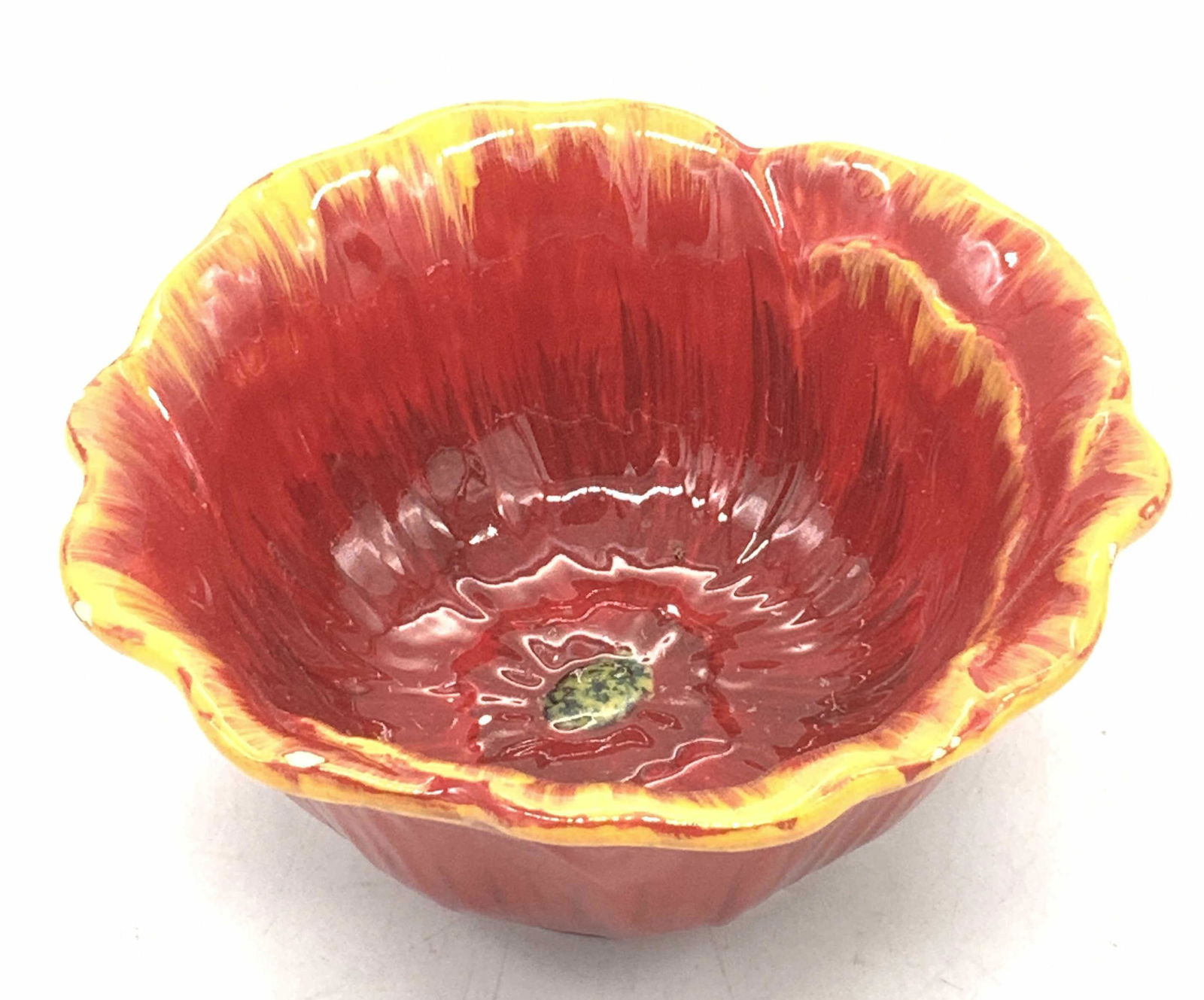 PIER 1 IMPORTS Hand Painted Poppy Earthenware Bowl (1 of 6)